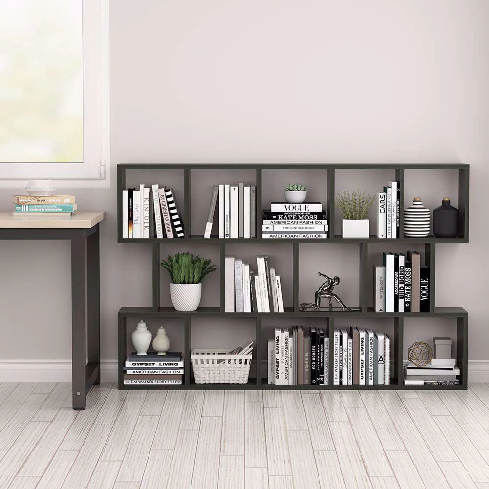 Tribesigns Modern Bookcase, 5 - Shelf Storage Organizer Bookshelf with 14 - Cube Display Book Shelf for Home Office, Living Room and Bedroom