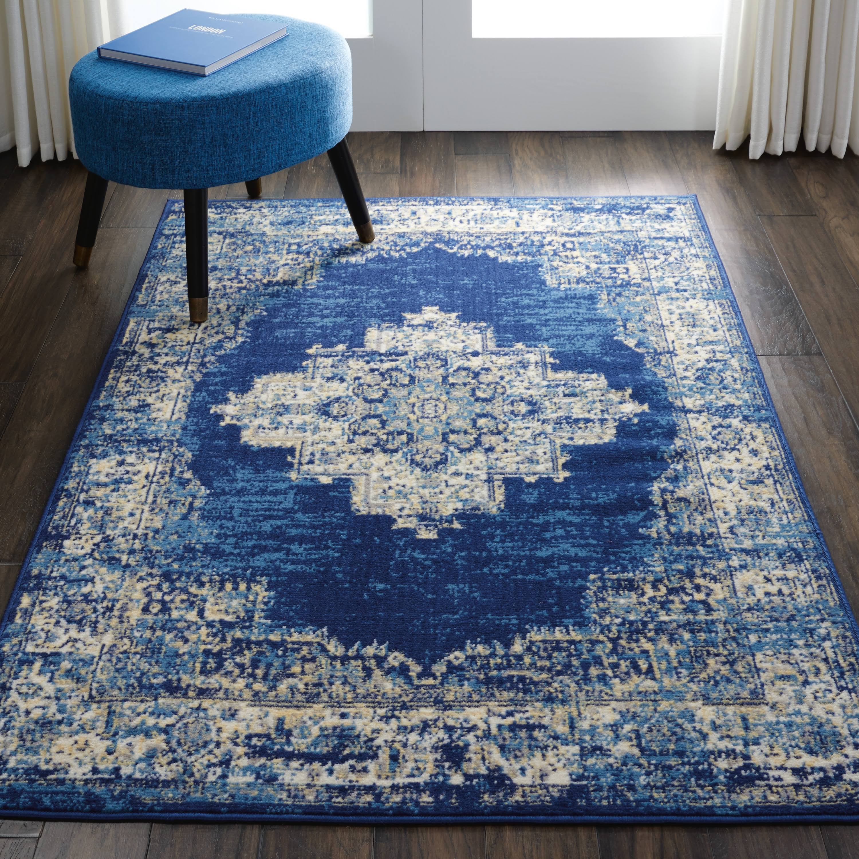 Nourison GRF14 Grafix Navy Blue Area Rug- 3'9