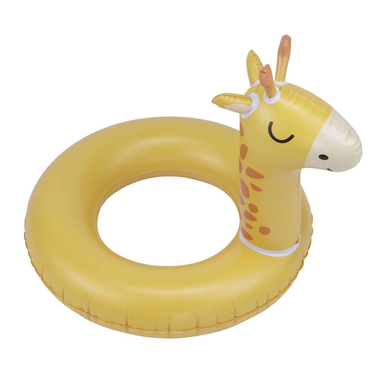 Bouée ronde tête de girafe plastique jaune Ø60cm