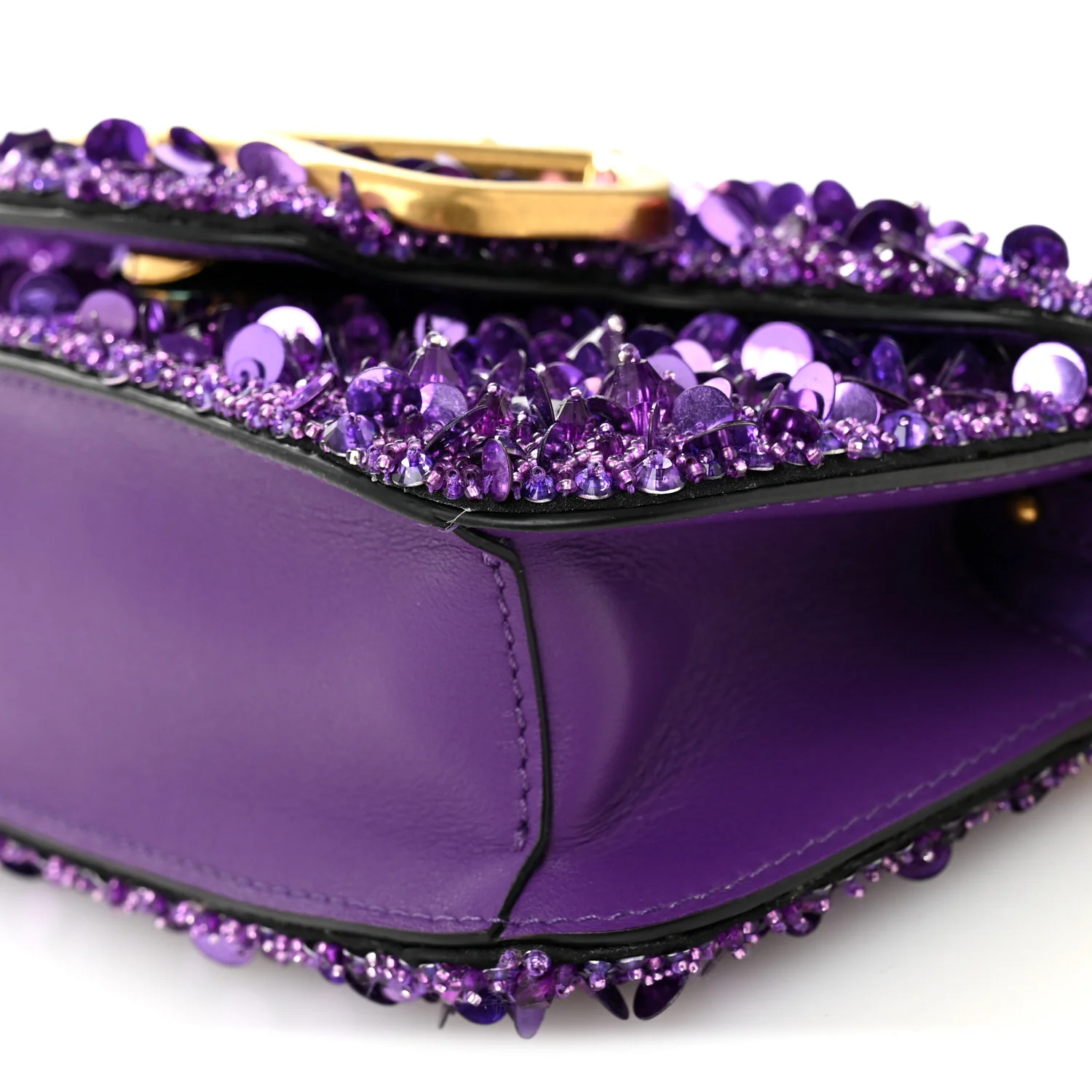 Sequin Crystal Vlogo Embroidered Small Loco Shoulder Bag Astral Purple