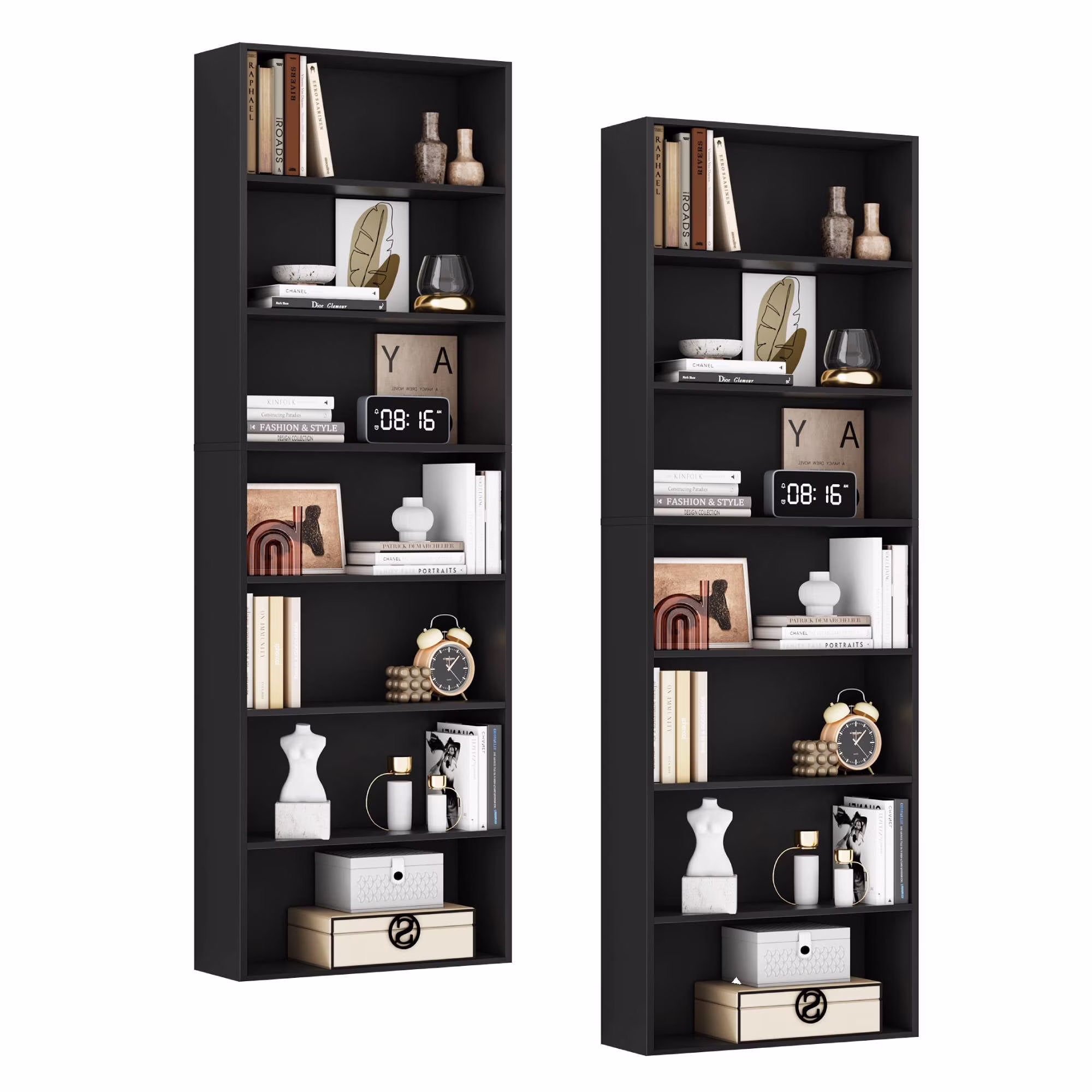 82" Tall Bookcases, Freestanding Display Storage Shelves, 7-Tier Open Bookshelf for Home Office Living Room Bedroom, White(White/Single) - Image 6