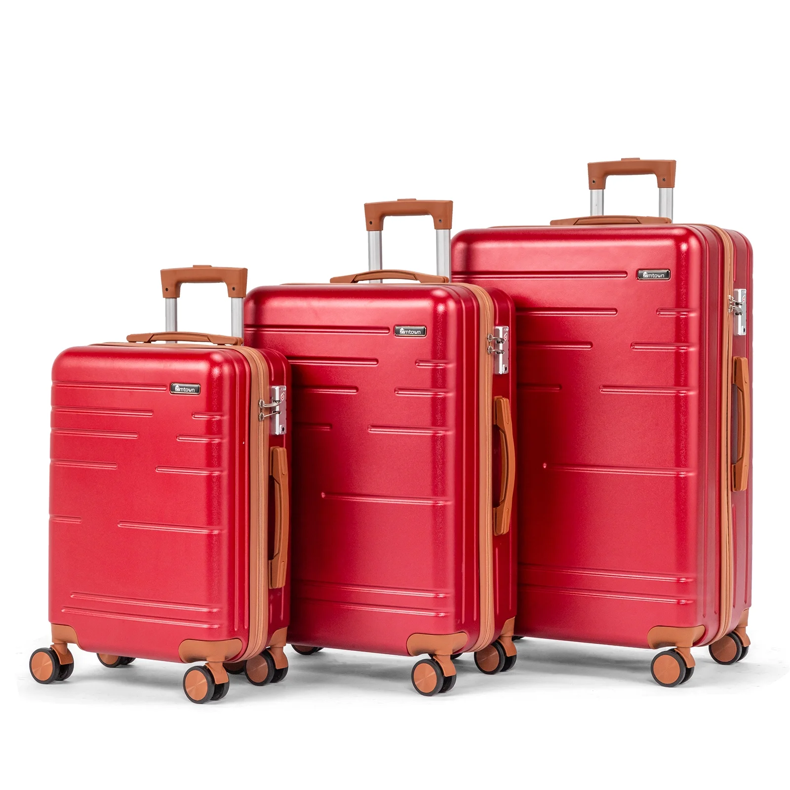 Zimtown Luggage 3 Piece Set Suitcase ABS Hardside Lightweight with TSA Lock Spinner Wheels, Beige