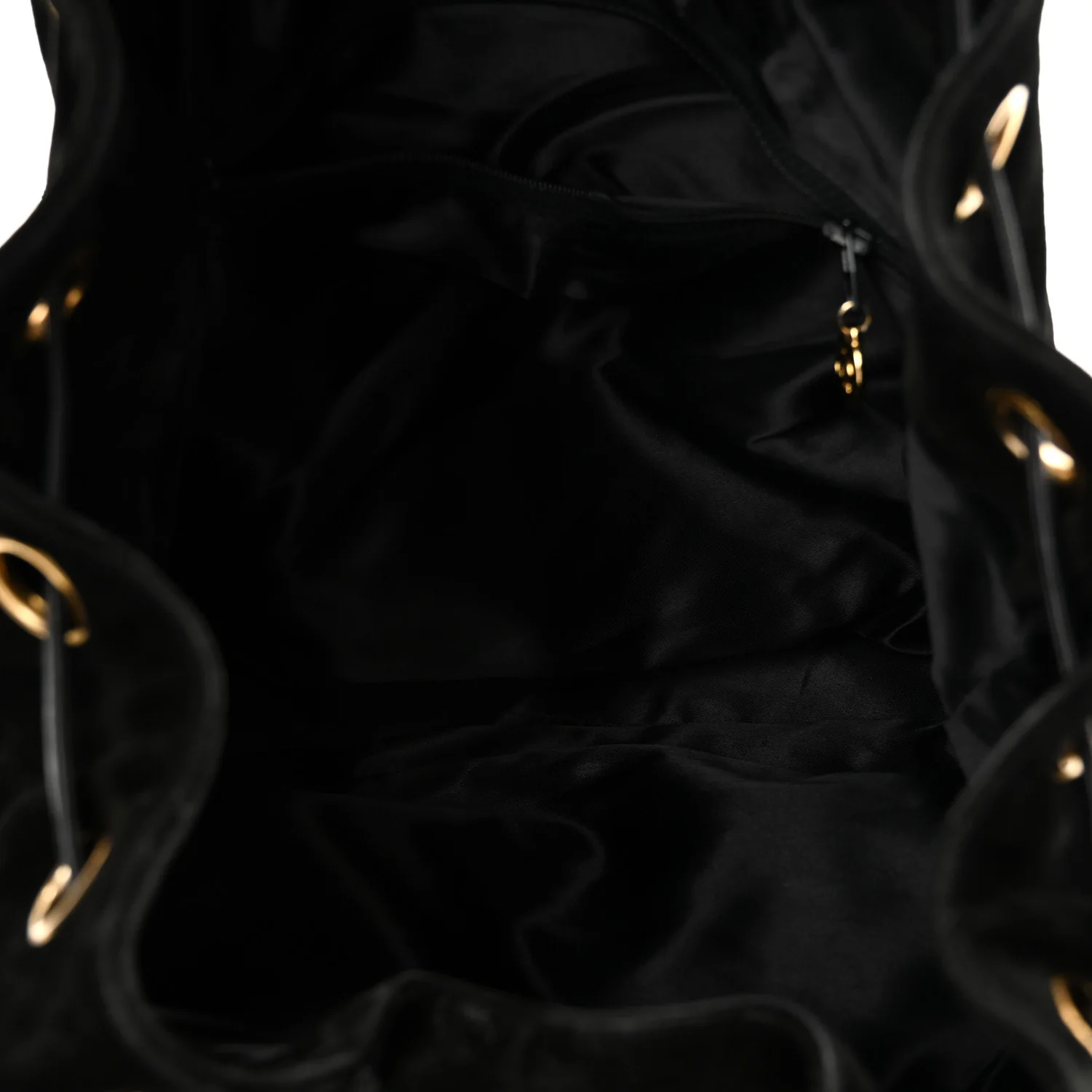 Suede CC Drawstring Backpack Black
