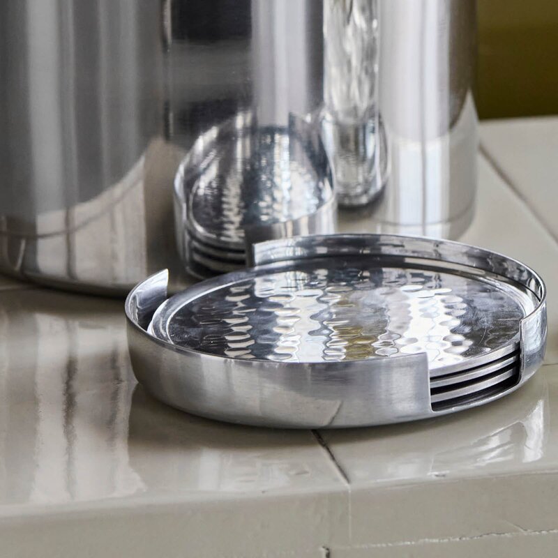 Bordbrikke i aluminium 10 cm 4 stk sølvfinish