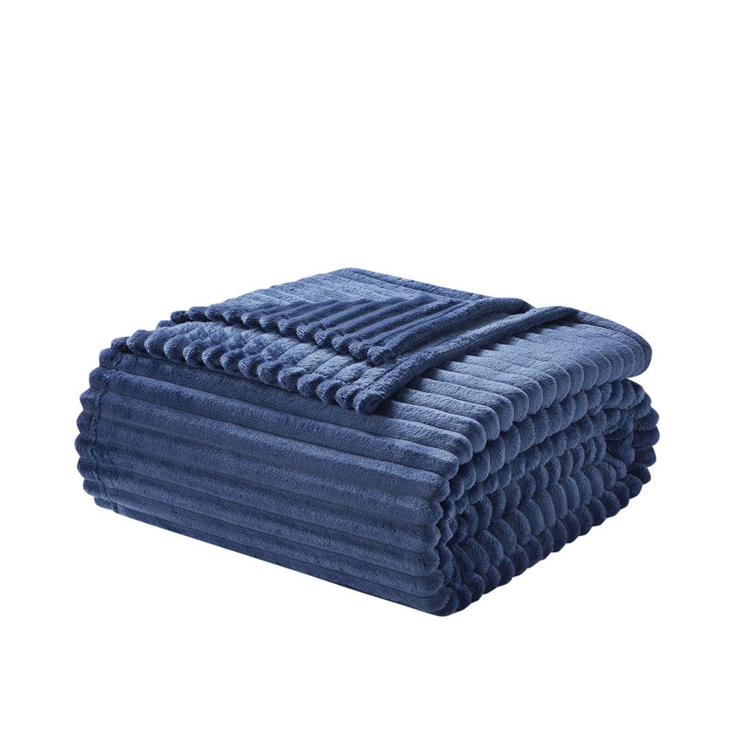 Nestl Cut Plush Fleece Throw Blanket - Super Soft Lightweight Fuzzy Luxury Bed Blanket for Sofa Couch Bed, Twin (66 inch x 90 inch) Navy, Size: 66x90