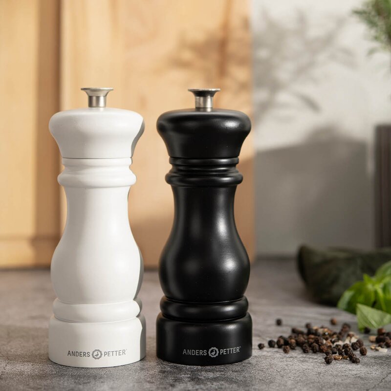 Classic salt- og pepperkvern 16,5 cm 2 stk bøk/svart/hvit