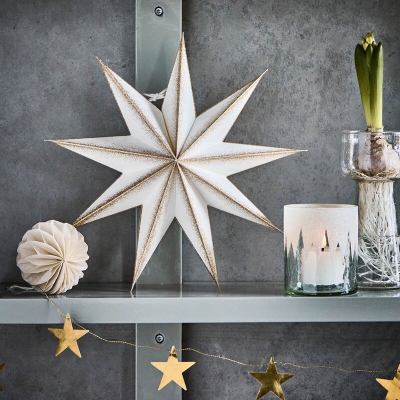 9 Point adventsstjerne 30 cm off-white champagne