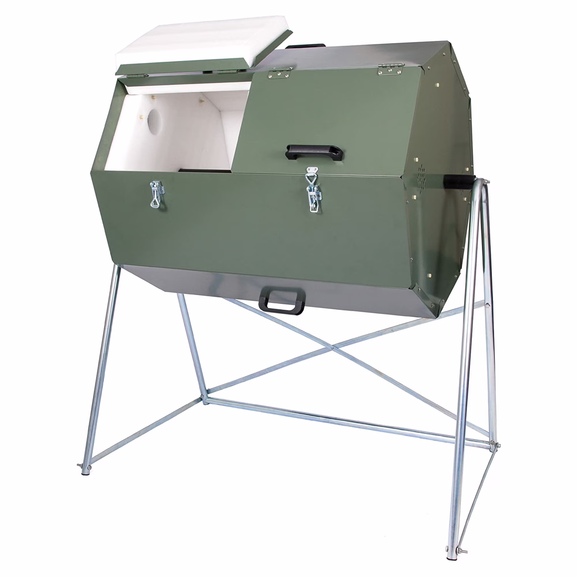 JK270A 70 Gallon Dual Chamber Steel Compost Tumbler Bin