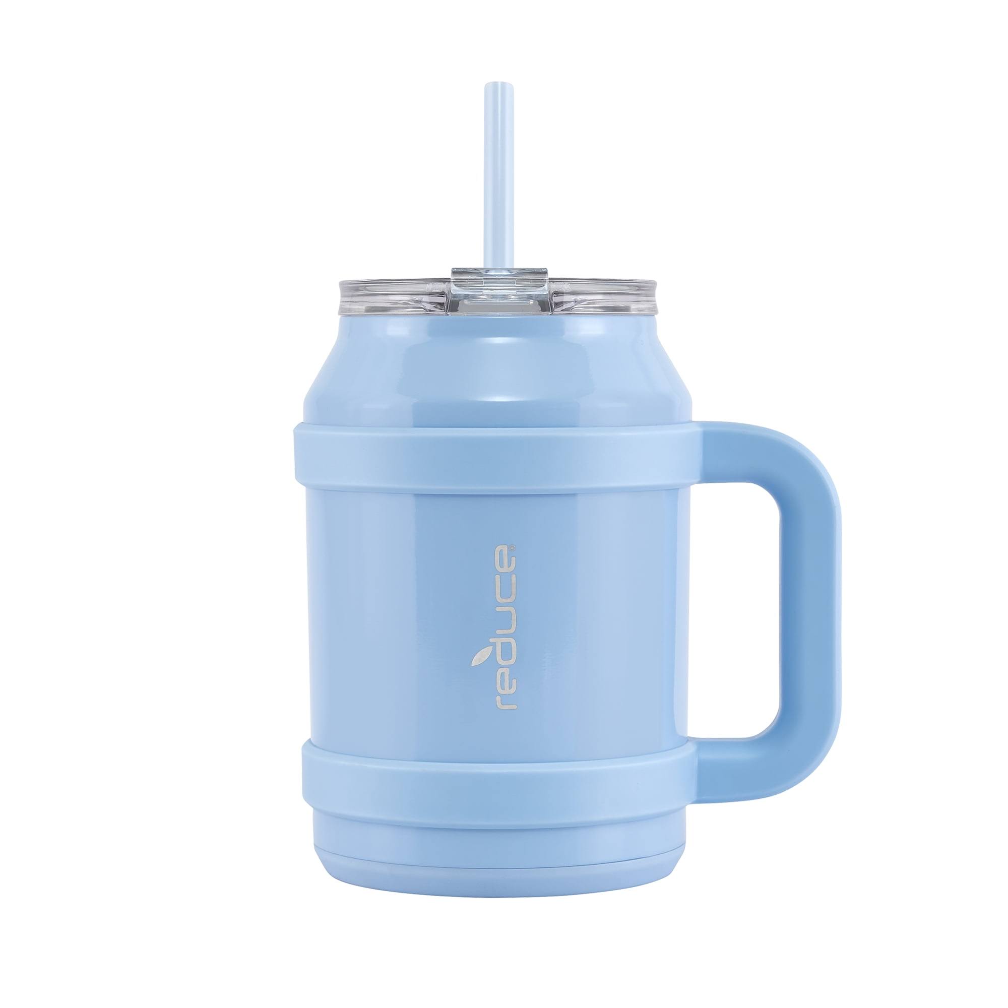 Reduce Vacuum Insulated Stainless Steel Cold1 Desk Tumbler with Handle, Lid and Straw, Peony, 50 oz.