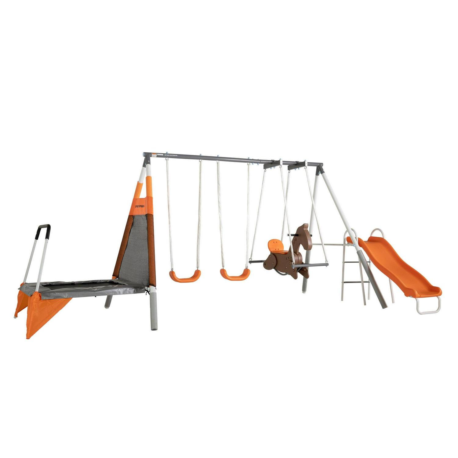Fairview Swing Set with 2 Swings. Rocking Horse. Mini Trampoline. Lifetime Warranty on Blow Molded Slide. and Bonus Anchor Kit - Image 8