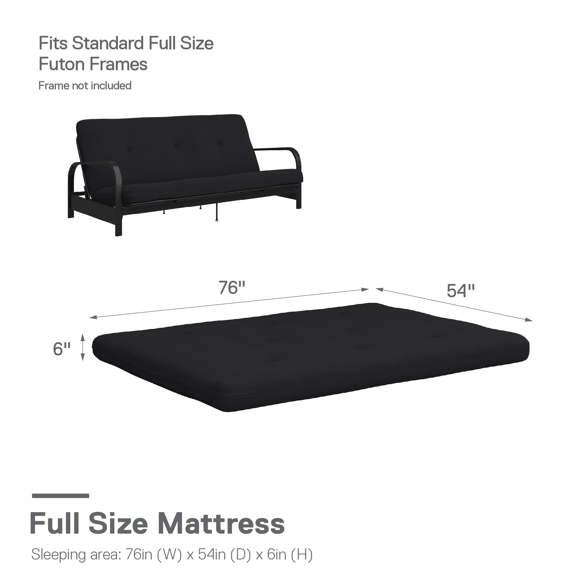 6?€� Thermobonded High Density Polyester Fill Futon Mattress. Full. Black Linen