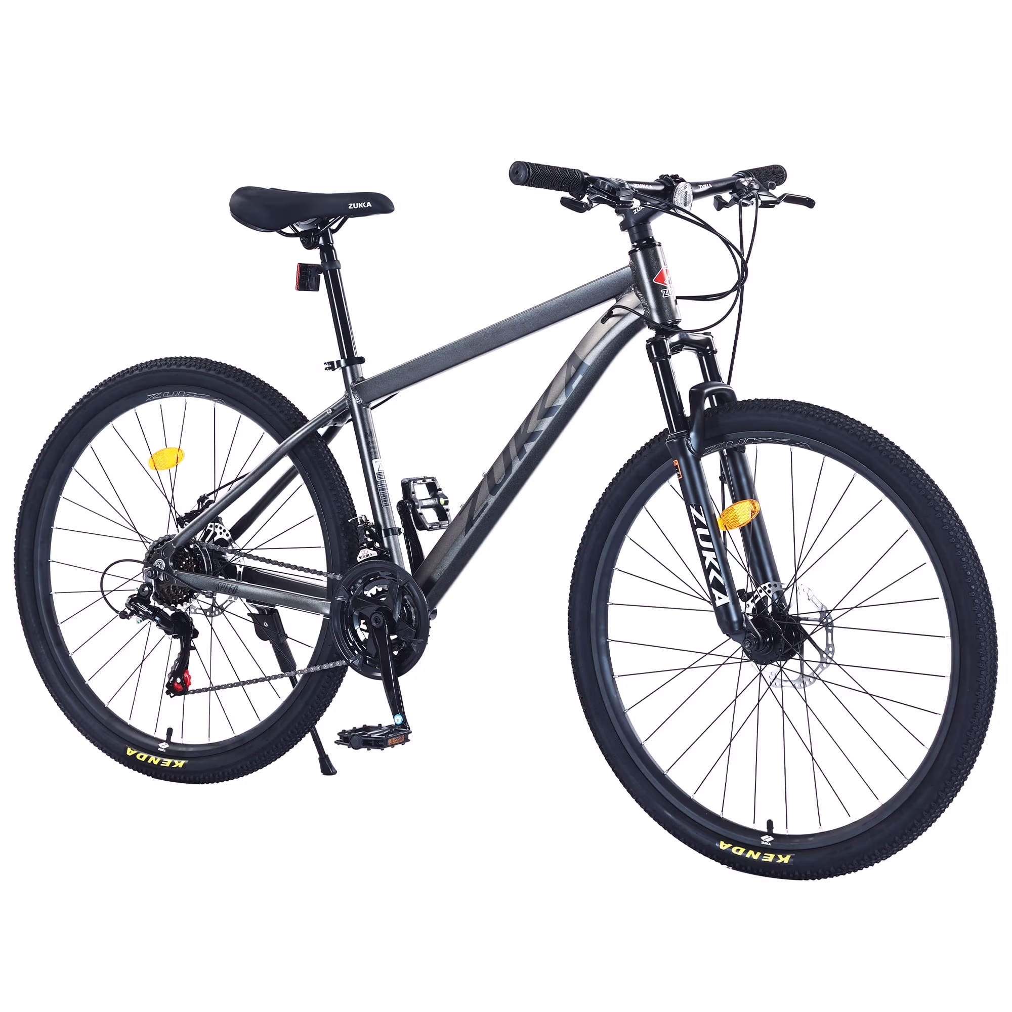 POVANLI  27.5 Inch Mountain Bike Adult Full Shimano 21 Speed Mountain Bike, Dual Disc Brake, Aluminum Frame Disc Brake, Front Suspension, Mountain biking for both men and women, Grey (Gift)