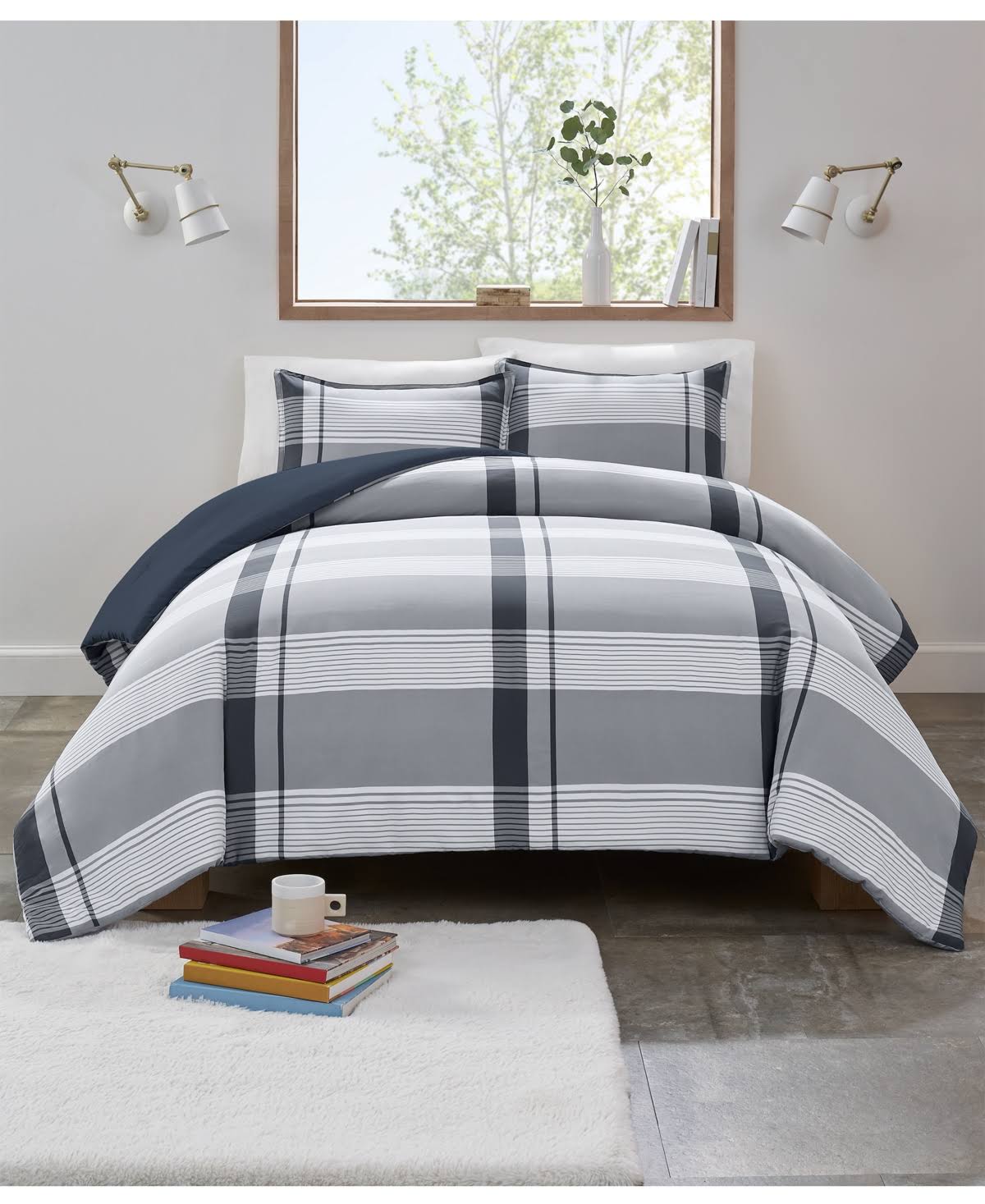 Ugg Devon Reversible 3-Pc. Ocean Plaid Comforter Set, Full/Queen - Ocean Plaid
