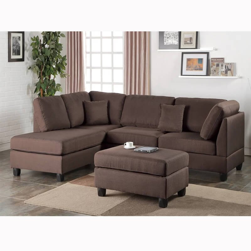 Canapé réversible Hemphill de 264 cm de large avec méridienne et pouf