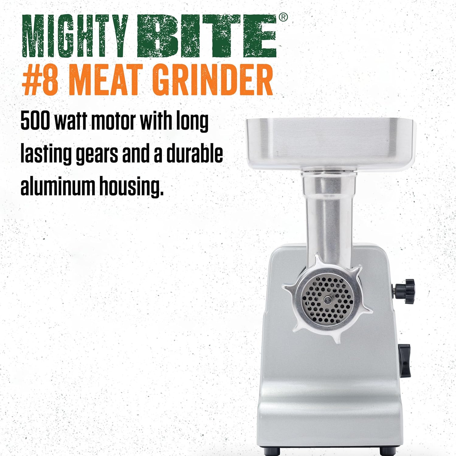 LEM Products MightyBite #8 Meat Grinder, 500 Watt Aluminum Electric Meat Grinder Machine, Ideal for Regular Use