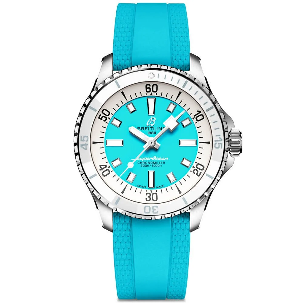 [Super Clone]【Free Shipping】BREITLINGSuperocean 36mm Turquoise Dial Ladies Automatic Strap Watch