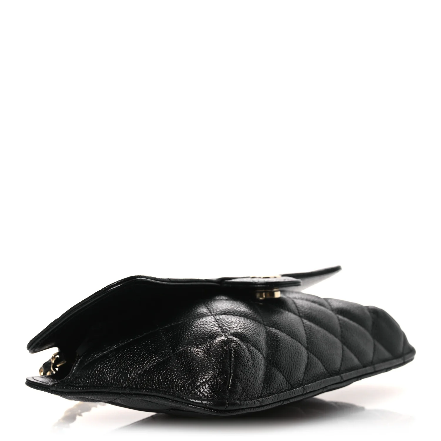 Caviar Fabric Foldable Tote Bag With Chain Black Multicolor