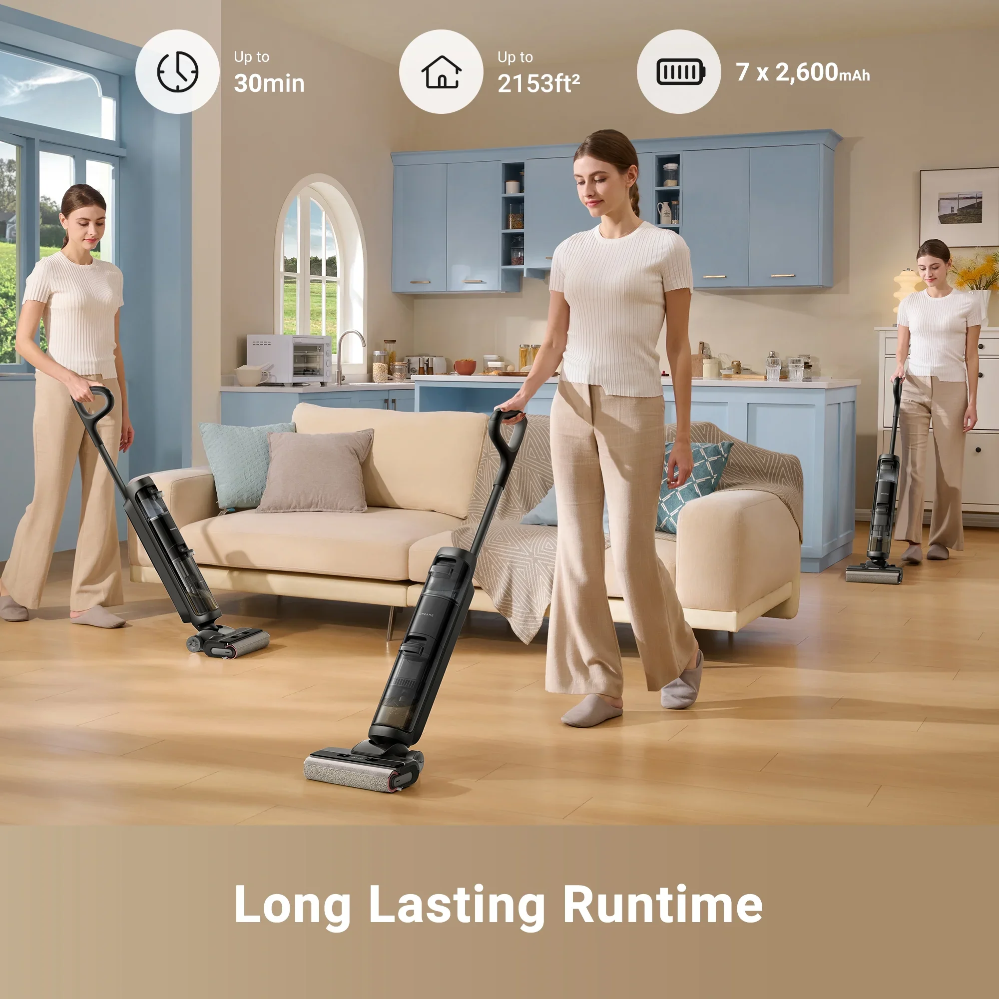 Dreame Cordless Wet/Dry Vacuum Cleaner, Dual-Edge Brushes, 600ml water tank, Self-Propulsion, K20