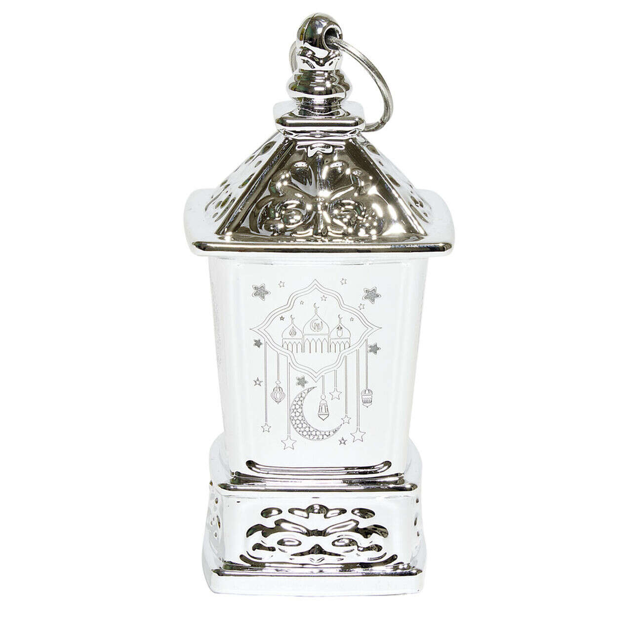 Mini lanterne LED orientale carrée 5x5xH10cm (2 modèles doré ou argenté)