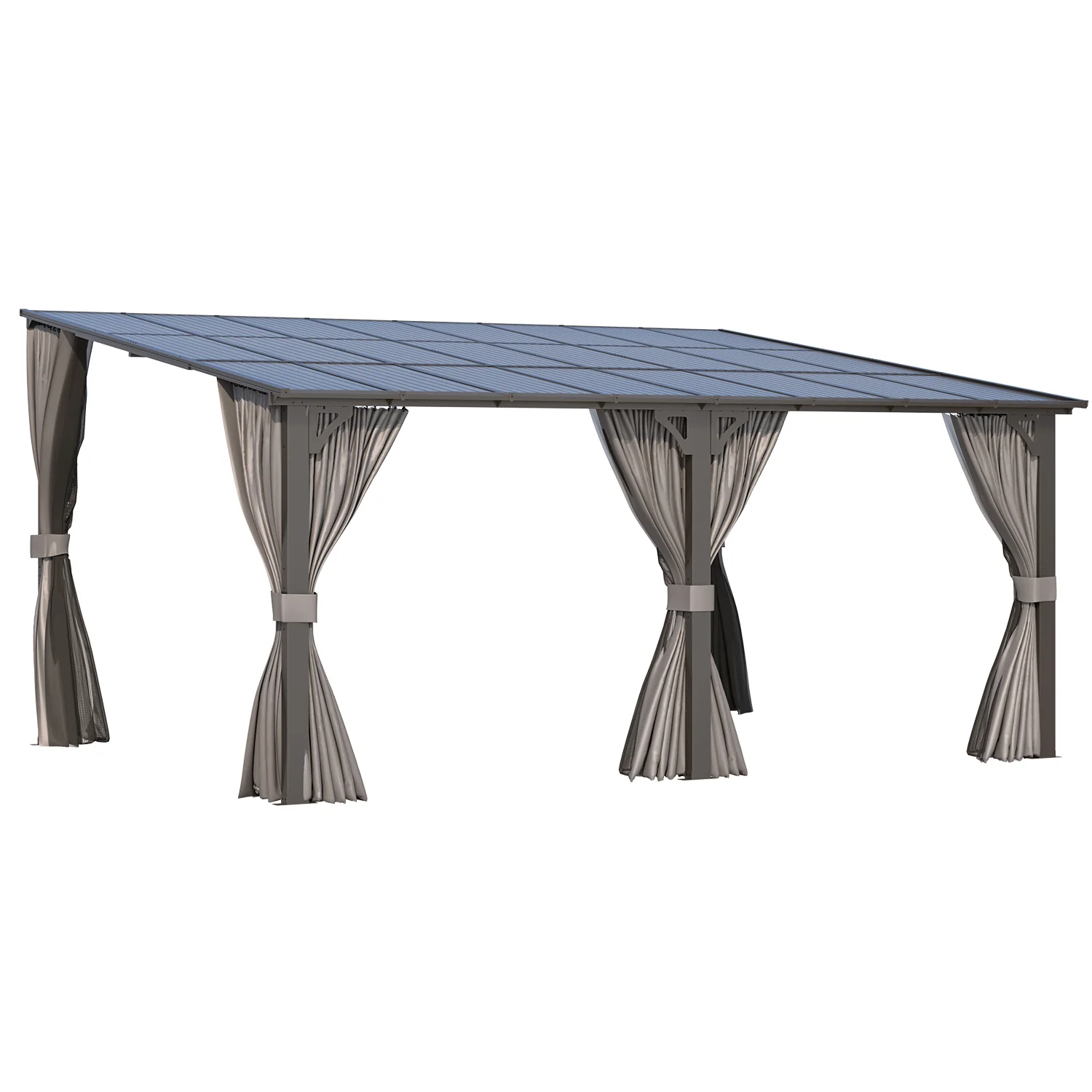 AECOJOY 16'x12' Wall Gazebo with Curtains and Mosquito Netting, Gray
