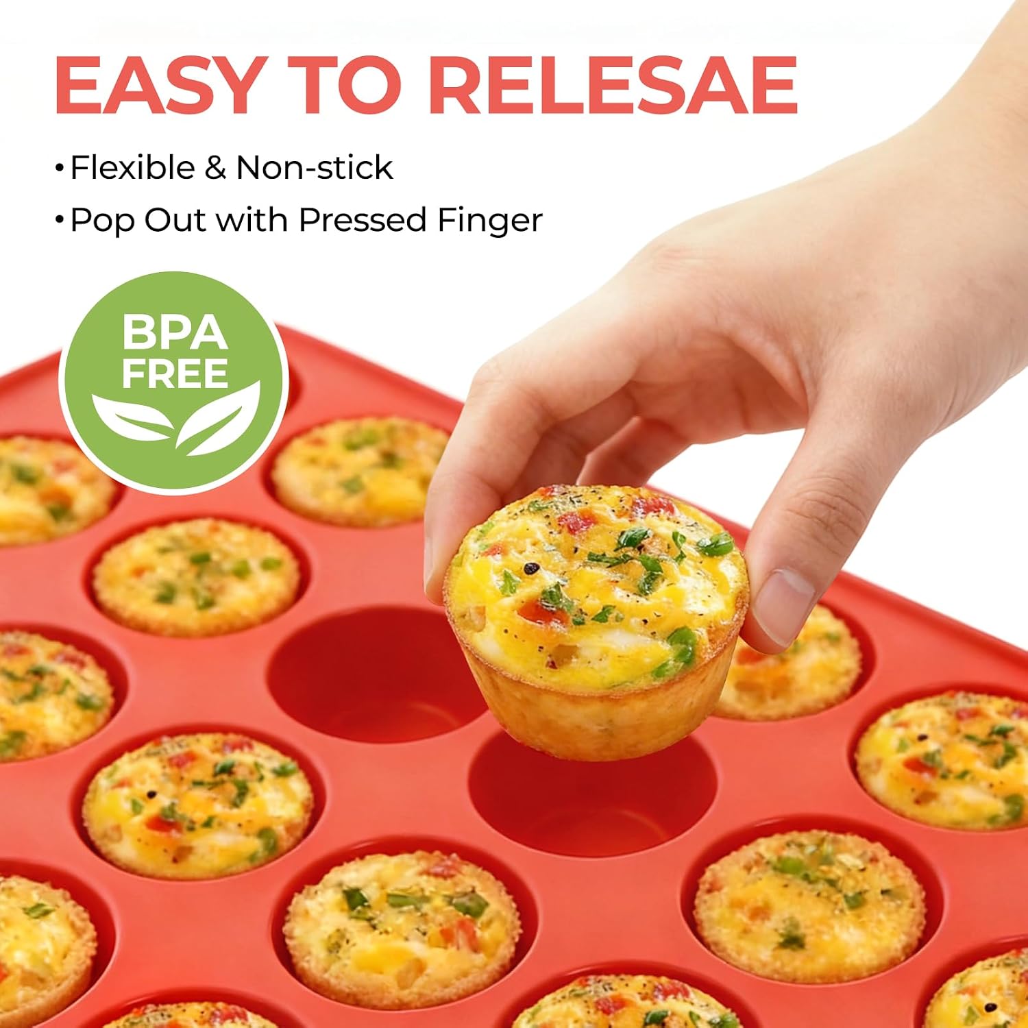 CAKETIME Silicone Muffin Pan Mini 24 Cups, 1 Pack Cupcake Pan, BPA Free