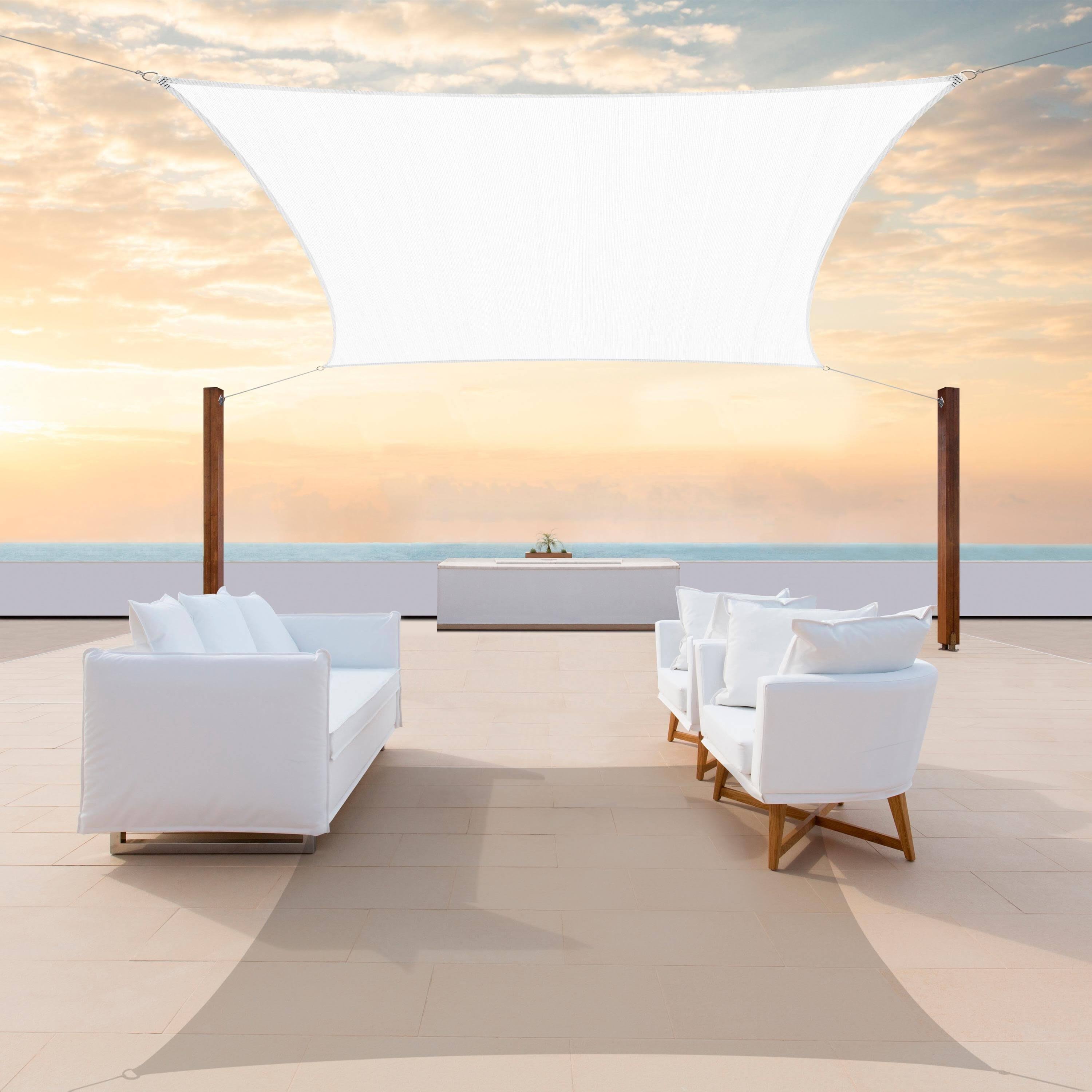 ColourTree 10 ft. x 10 ft. 190 GSM White Square Sun Shade Sail Screen Canopy, Outdoor Patio and Pergola Cover