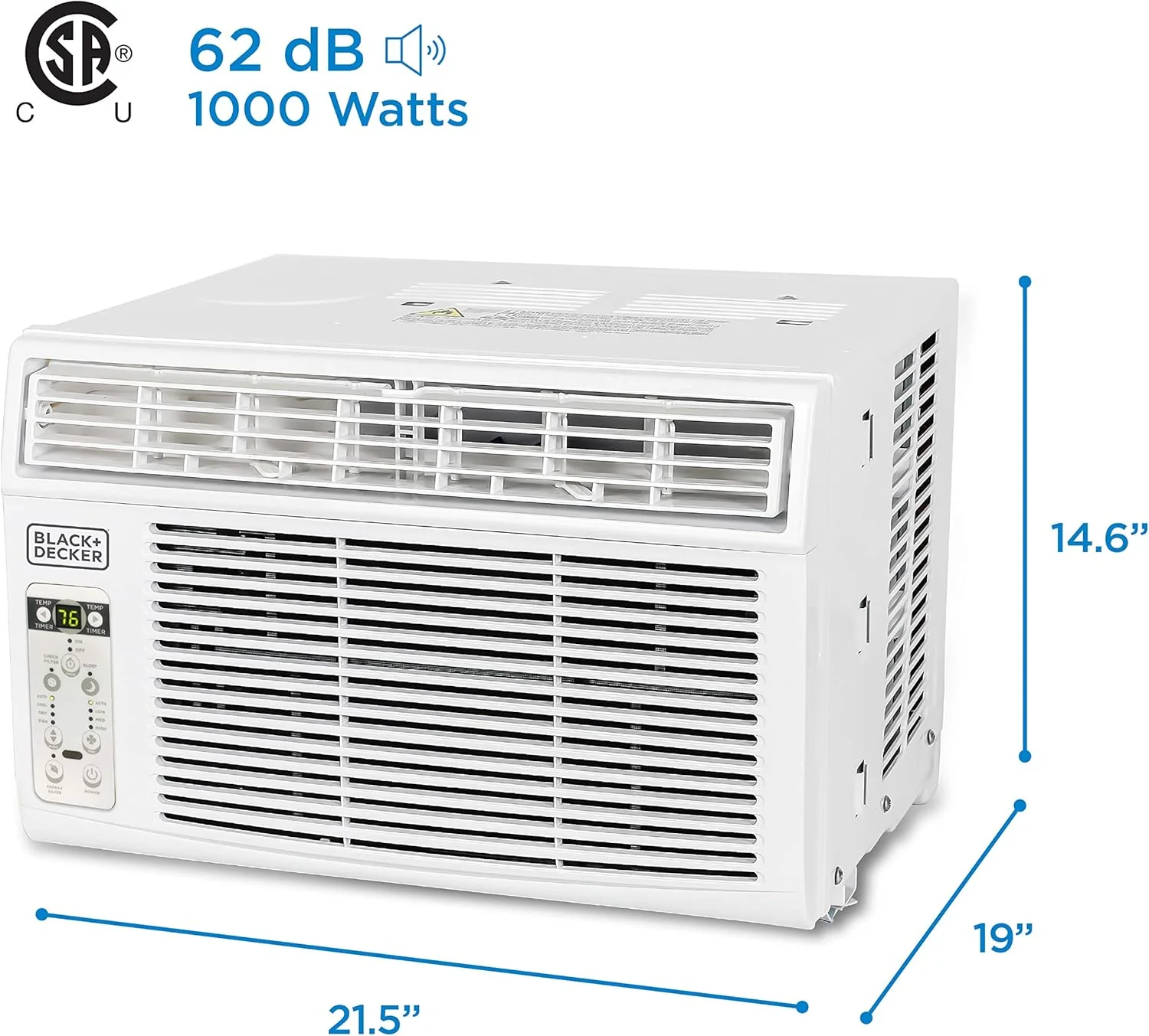 Climatiseur de fenêtre BLACK+DECKER 5000 BTU, refroidit jusqu'à 150 pieds carrés, unité de climatisation avec commandes mécaniques, modes ventilation seule et refroidissement manuels, BD05MWT6, blanc