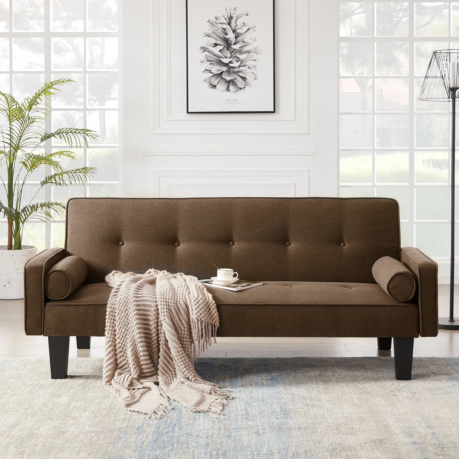 72" Convertible Loveseat Sofa Bed Sleeper Daybed,Modern Upholstered Folding Recliner,Small Futon Sofa for Living Room Apartment Office,Gray 02(Gray 02) - Image 10