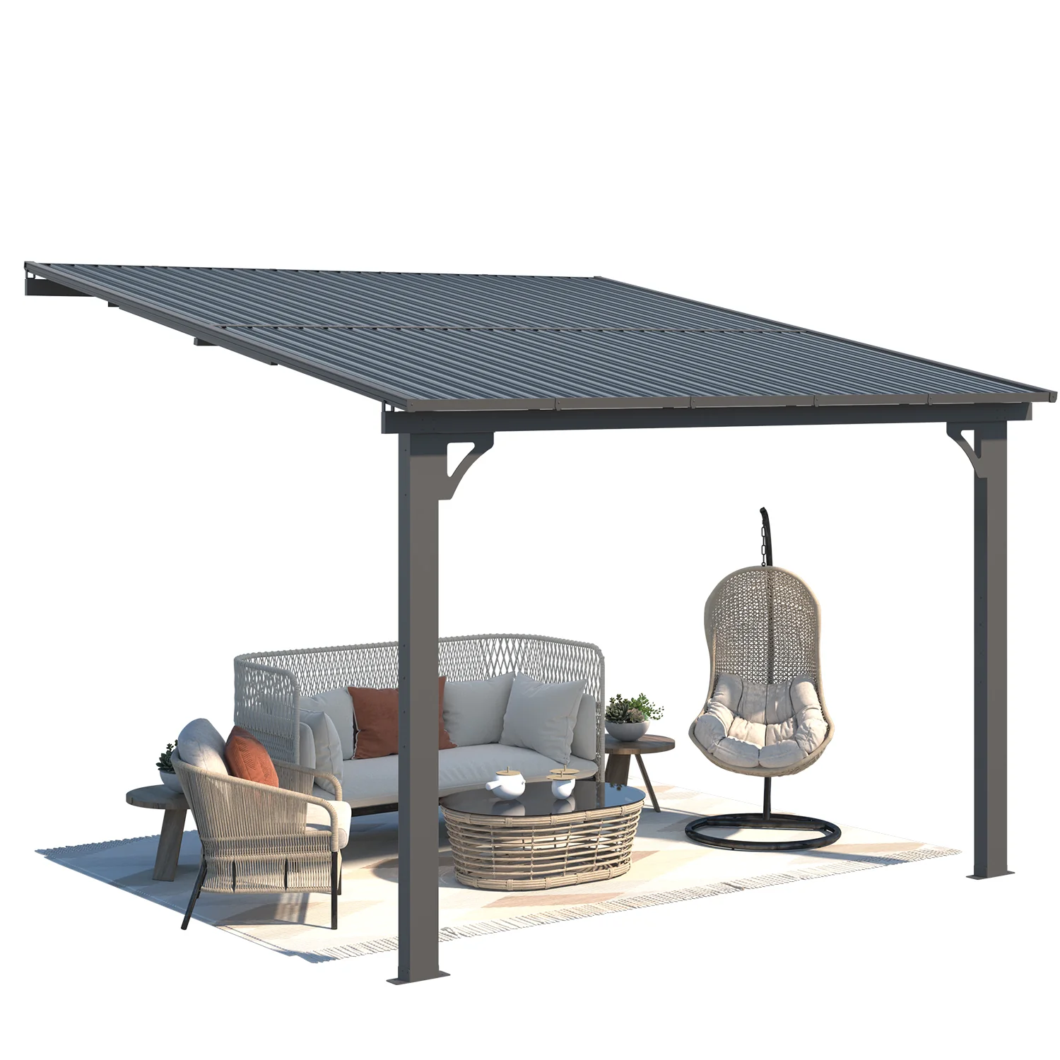 AECOJOY 10x10 Outdoor Hardtop Gazebo Adjustable Height (6.5-9.8Ft) Pergola for Patio