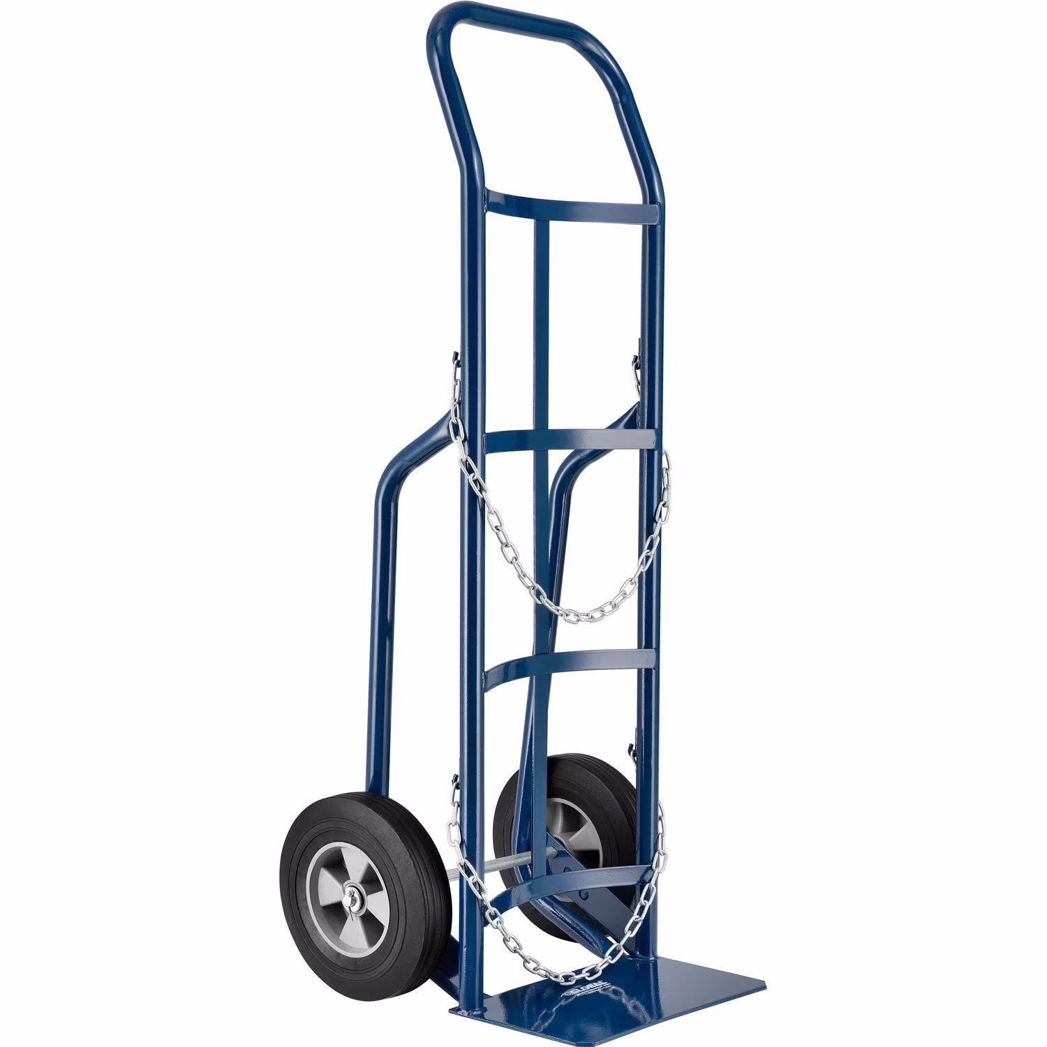 Single Cylinder Hand Truck with Curved Handle, 10 Semi-Pneumatic Wheels, 500 Lb. Cap, 47H