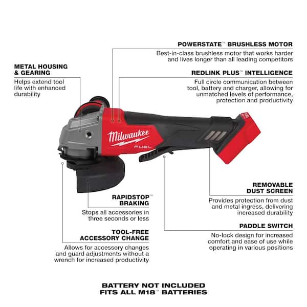 M18 FUEL 18V Lithium-Ion Brushless Cordless SAWZALL Reciprocating Saw Kit W/M18 FUEL Grinder - Image 4