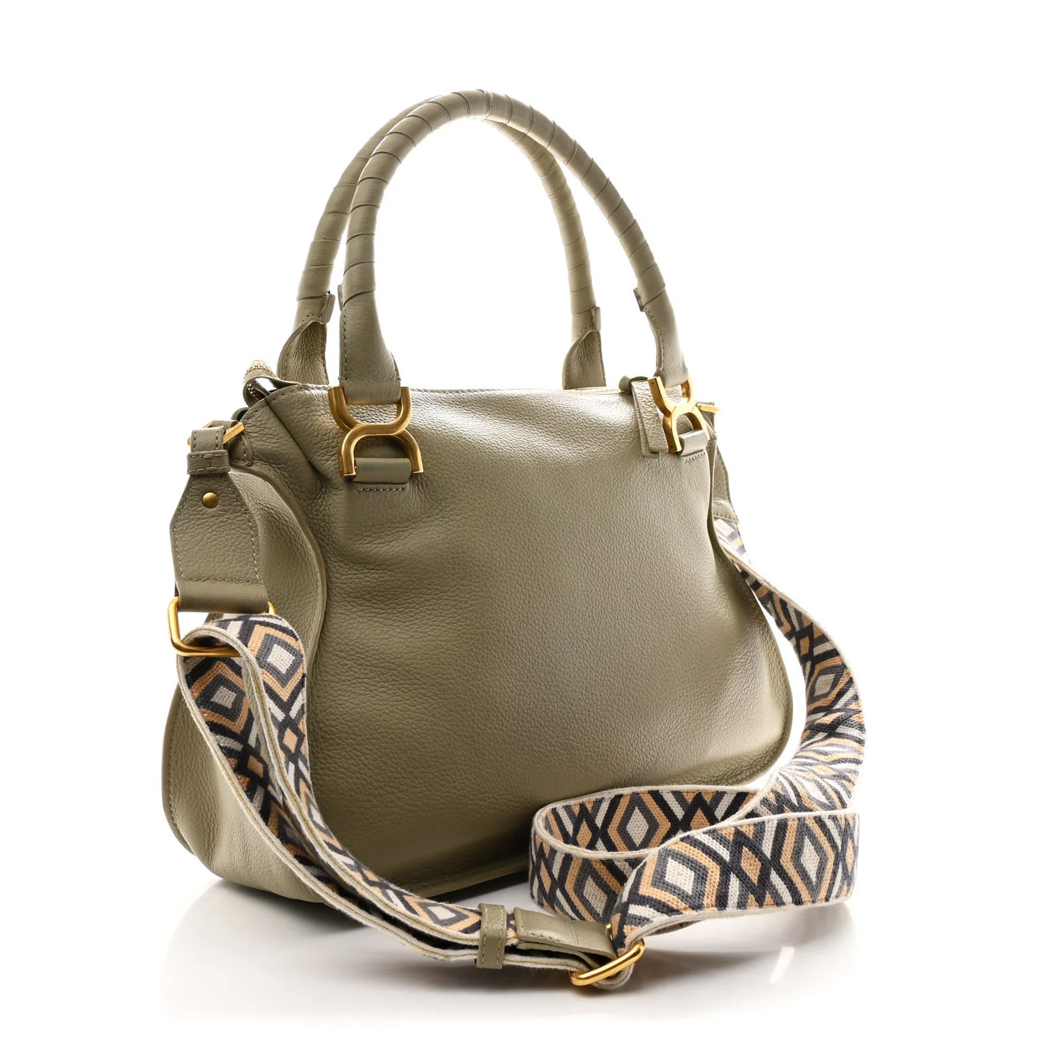 Calfskin Braided Medium Marcie Double Carry Slate Green