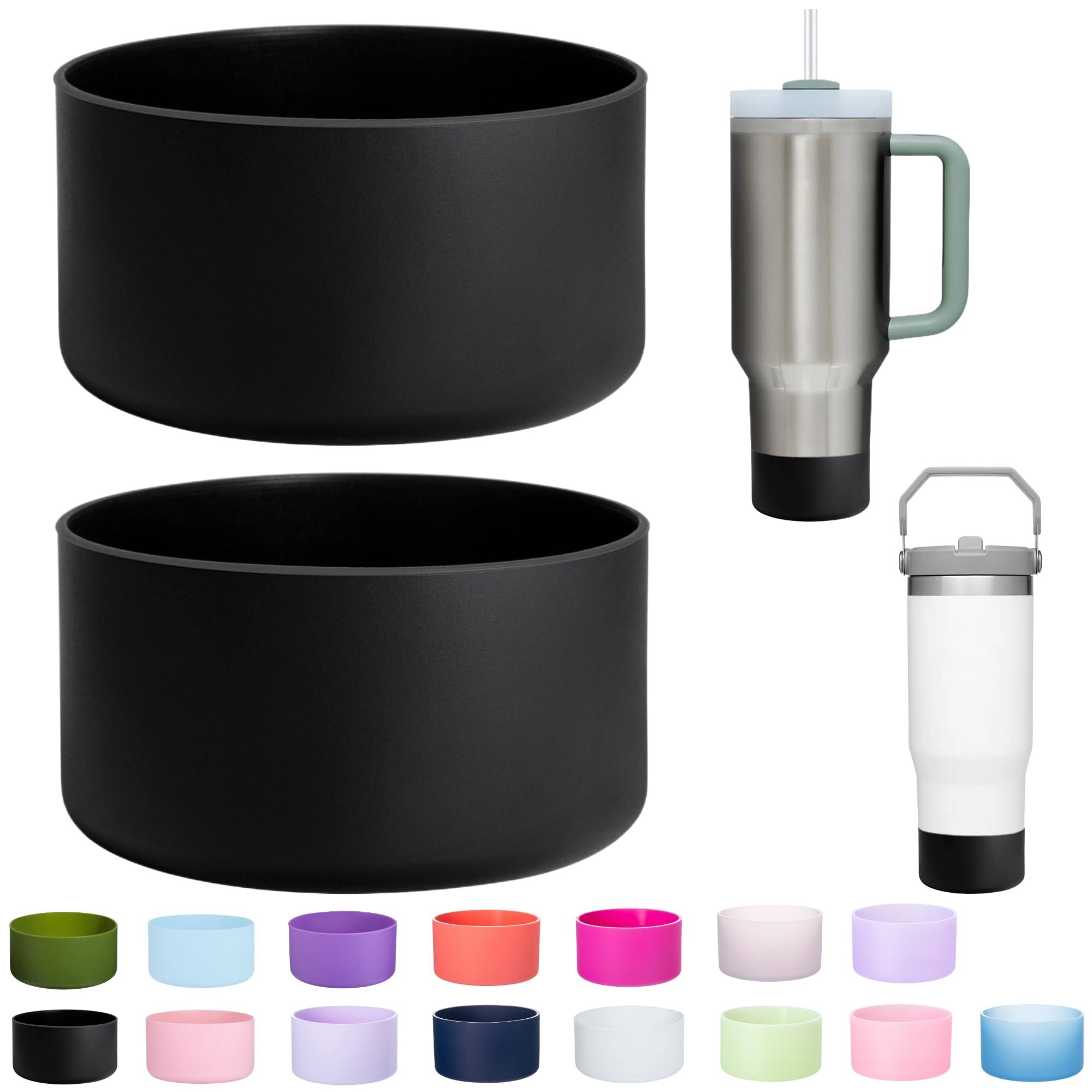 LONPARRY 2-Pack Silicone Boot for Stanley 40 30 oz Quencher Adventure Tumbler, Bottom Boot for Stanley IceFlow Flip 30 20 oz, Stanley Cup Protector