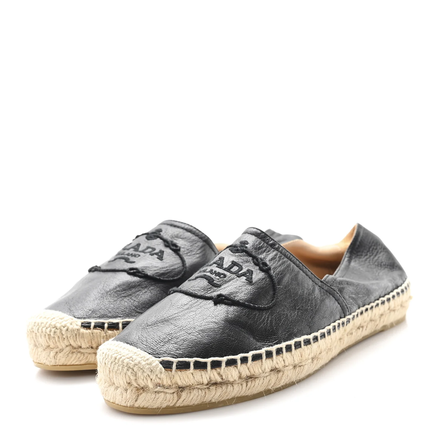 Nappa Embroidered Logo 20mm Espadrilles 39 Black