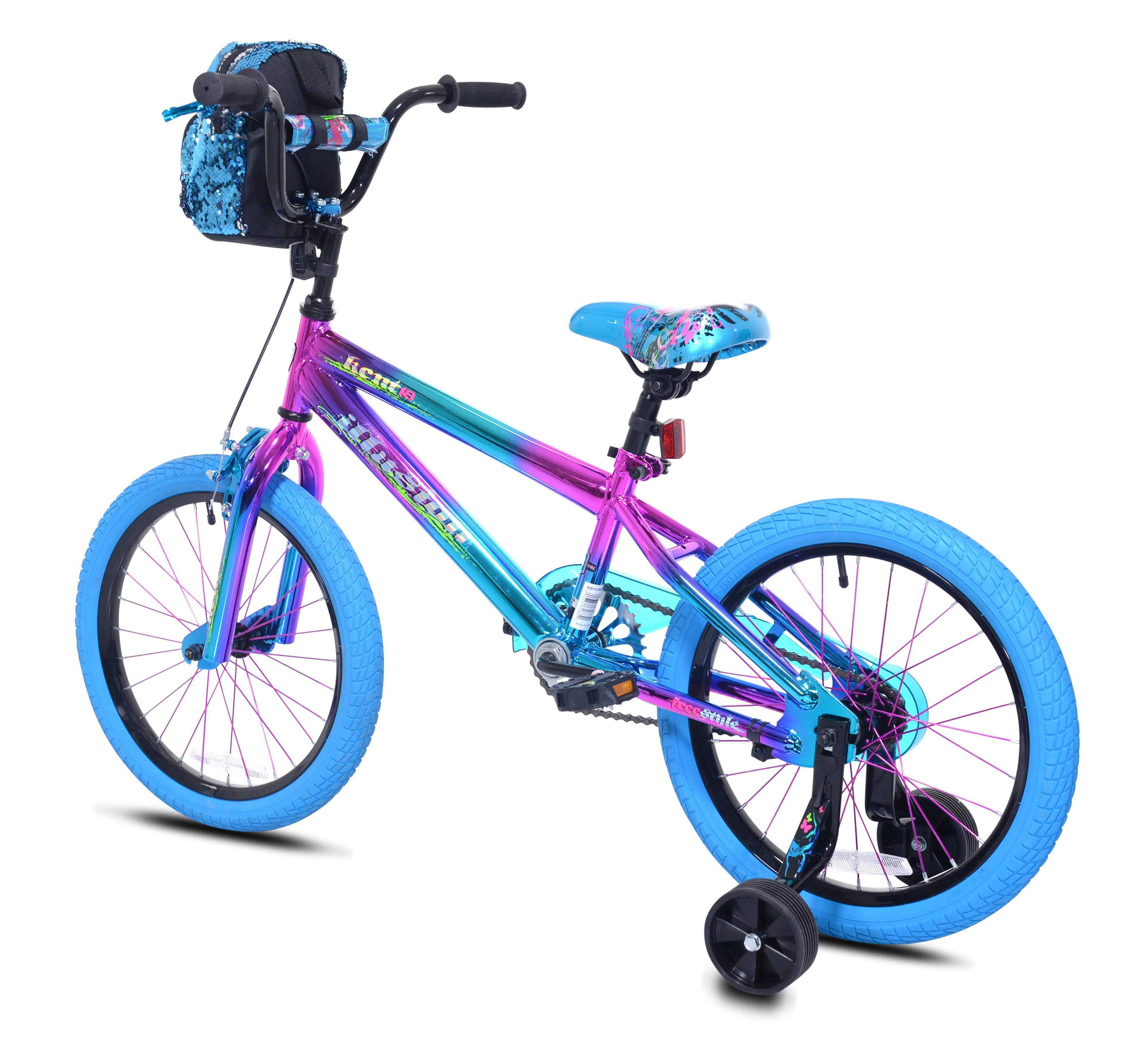 18" Illusion Child Bicycle, 18" Wheels, Child Ages 6-12 Years, Blue/Purple - Image 3