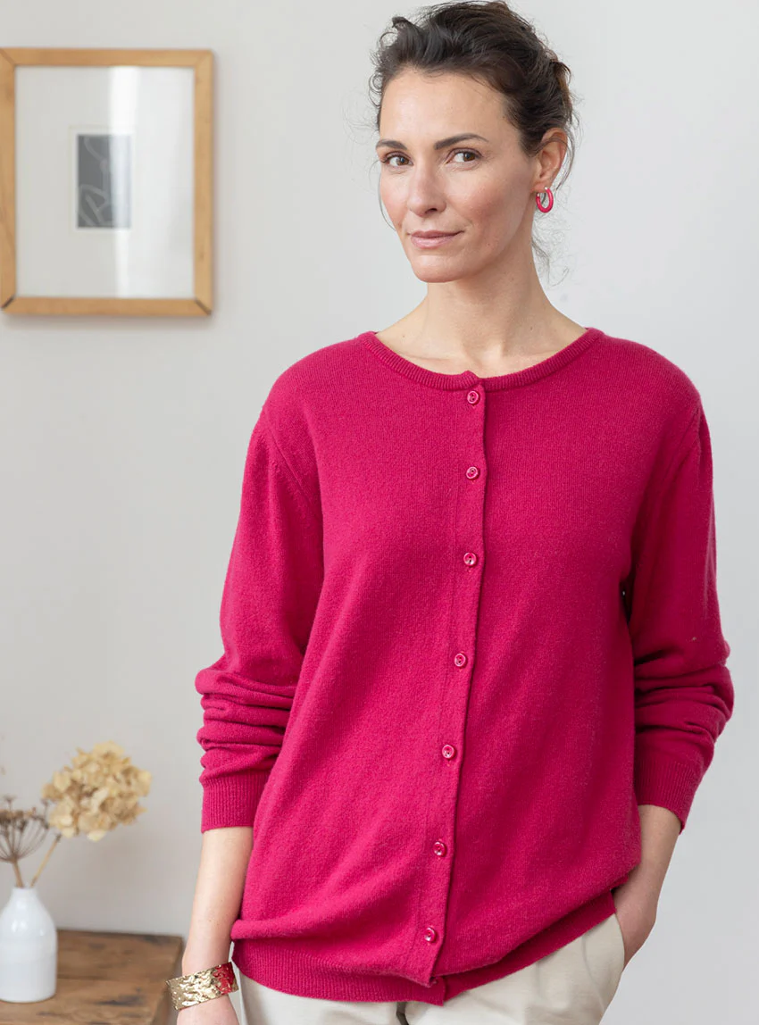 Cardigan femme en cachemire rose
