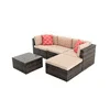 5 Piece Patio Furniture Sets, Outdoor Conversation Sets with Glass Coffee Table, Wicker Rattan Sectional Sofa Couch with Storage Bench, Ottomans Cushions for Garden, Pool, Backyard, Gray(4 Piece Gray) Image 10