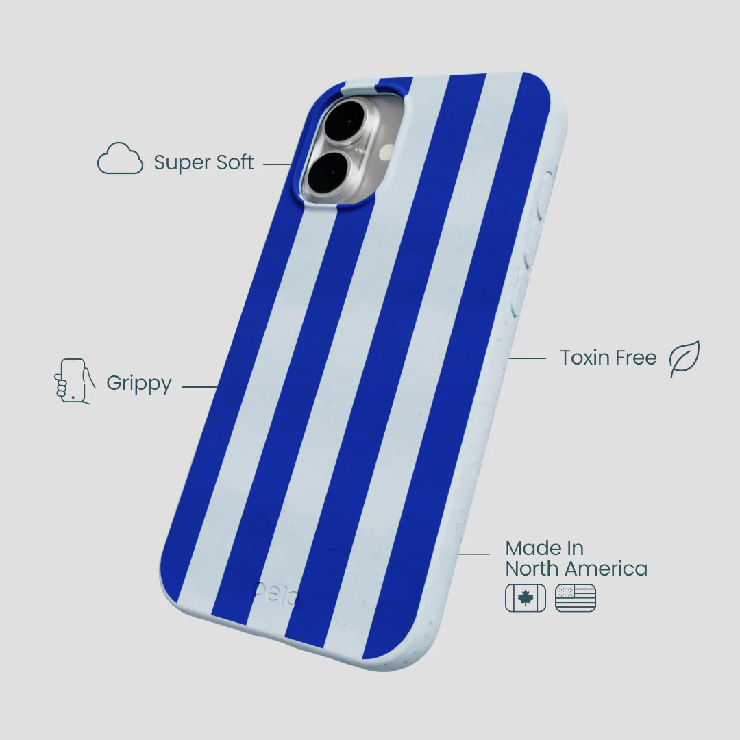 Powder Blue Big Cobalt Stripes iPhone 16 Plus Case