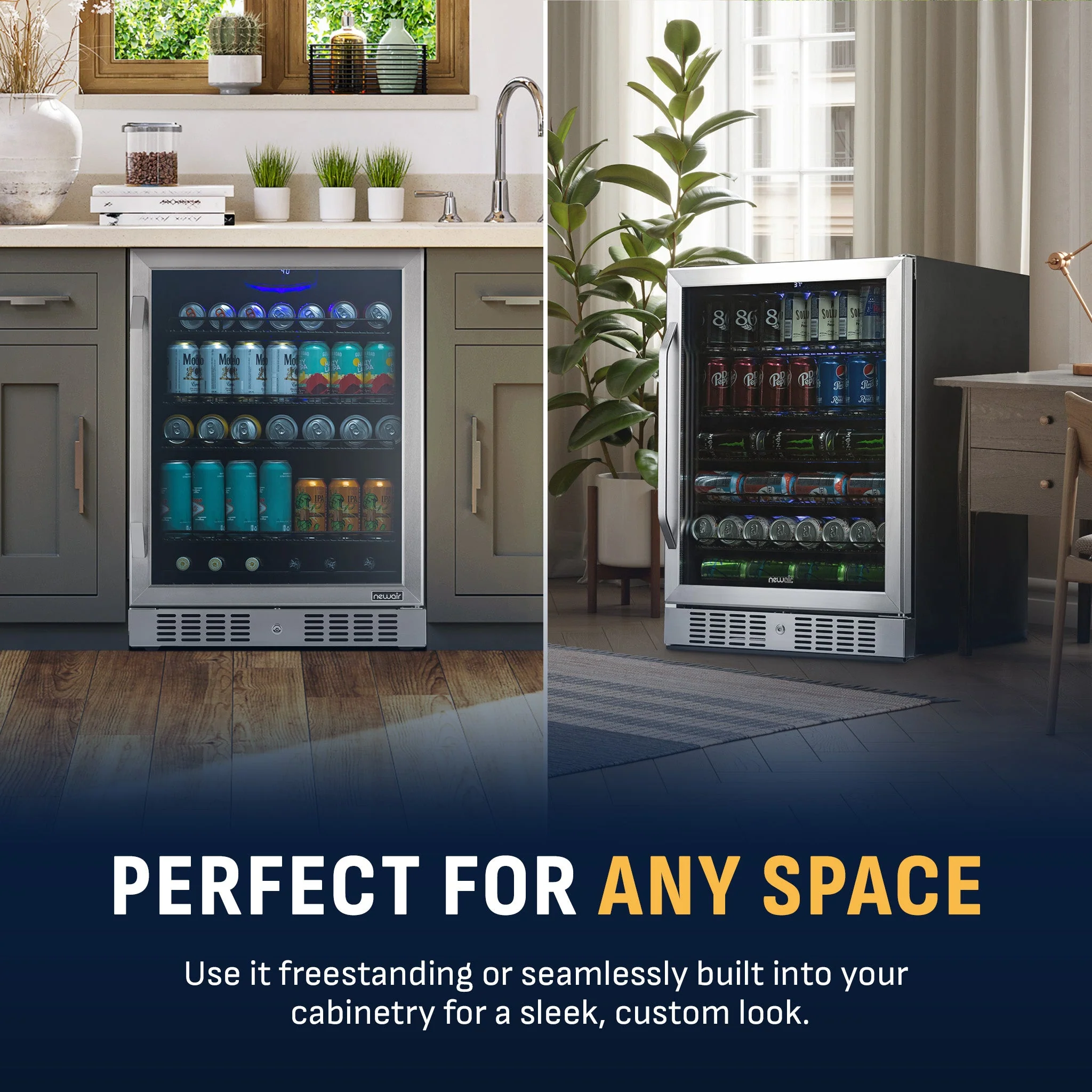 Newair 177-Can Built-In Beverage Fridge in Stainless Steel - 24