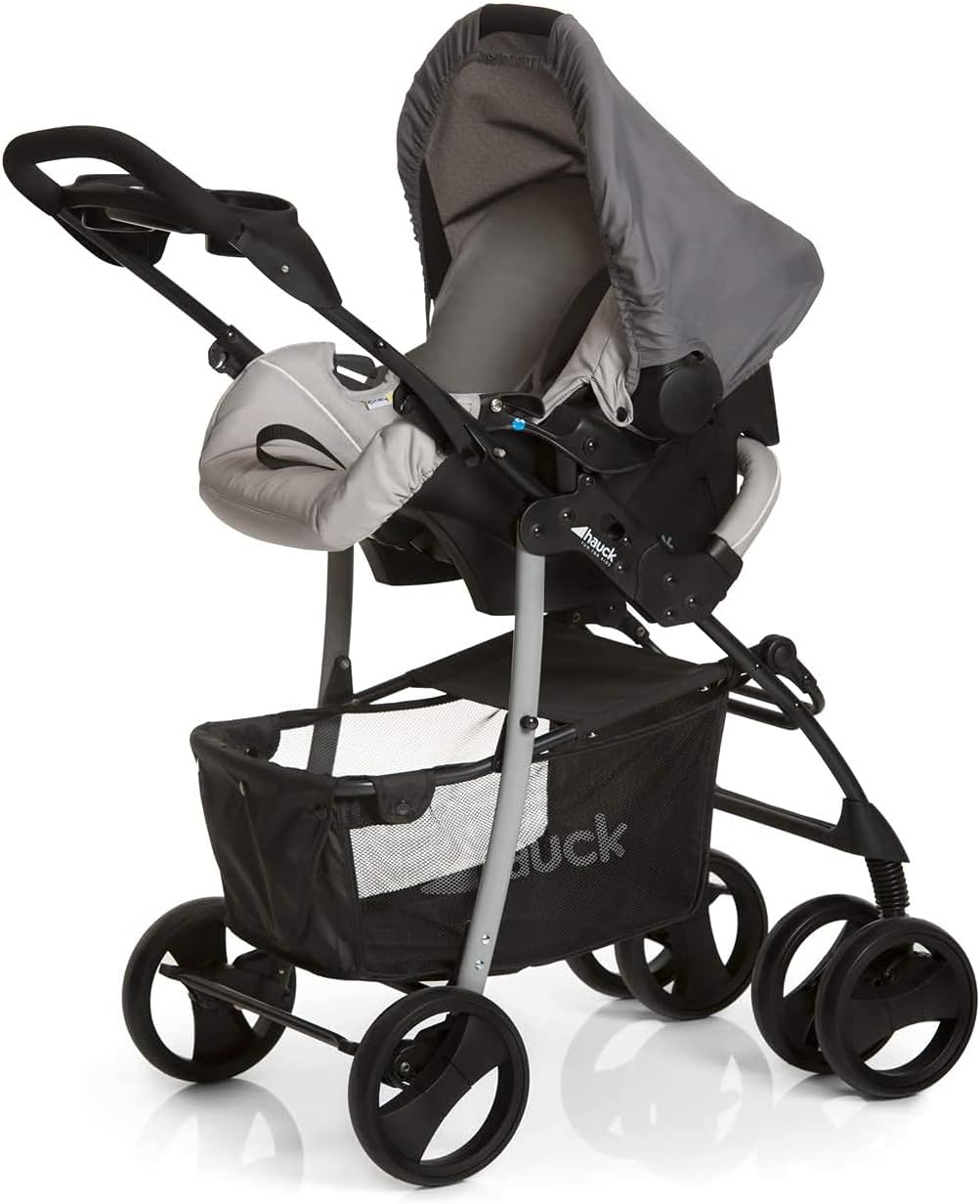 Hauck Shopper SLX Trioset Carrito Bebe 3 en 1, depuis le Nacimiento jusqu'à 25 kg, Capazo, Coche de Bebe, Silla Auto grupo 0+, Silla de paseo, Plegable, Compacto, Ruedas Giratorias, Gris