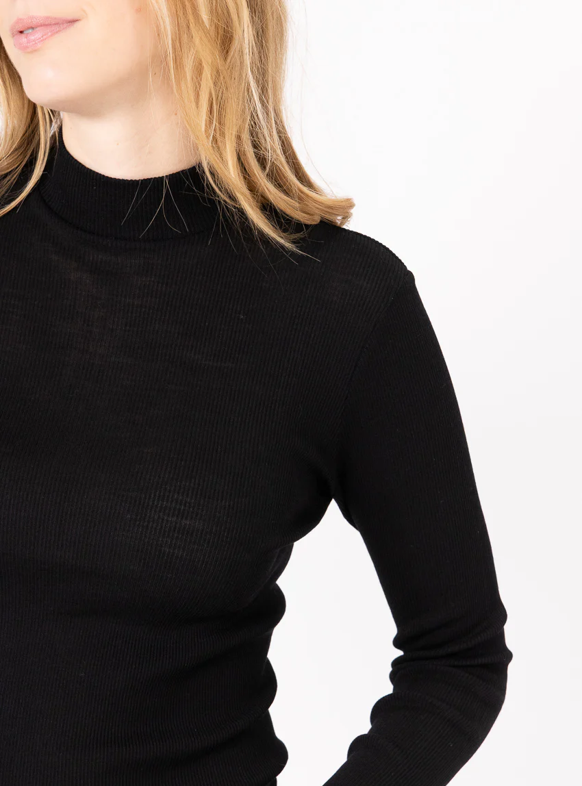 Pull chaussette femme col montant noir