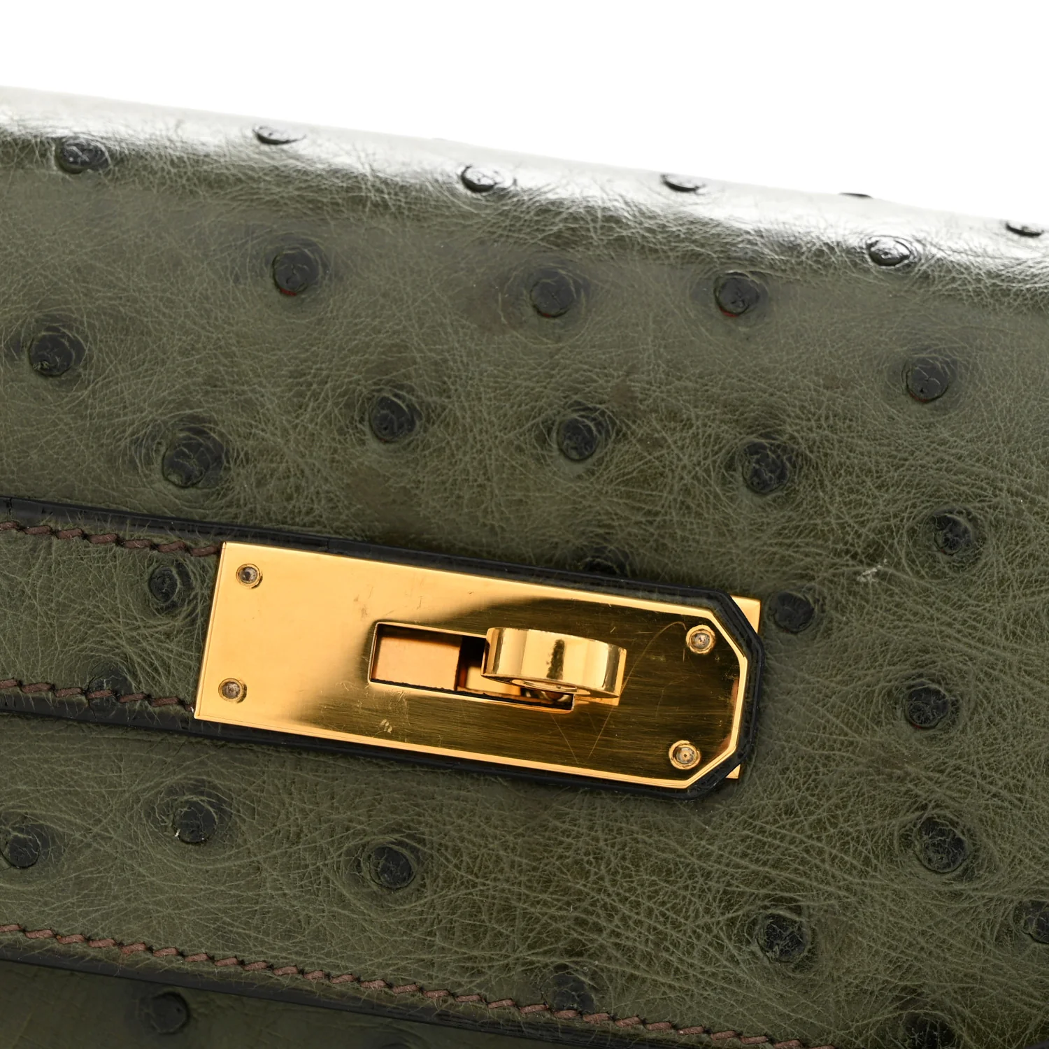 Ostrich Kelly Sellier 32 Vert Olive