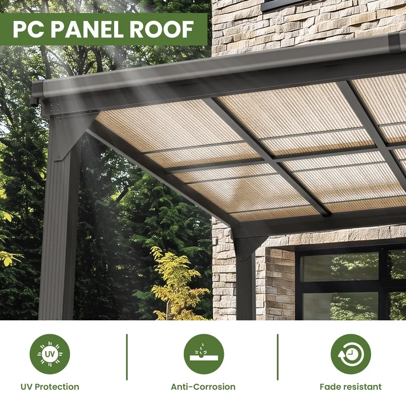 10 ft.��10 ft. Hardtop Outdoor Gazebo Pergola Aluminum Framed with Sloping Pitched Roof for Garden, Patio(10' x 10') - Image 10