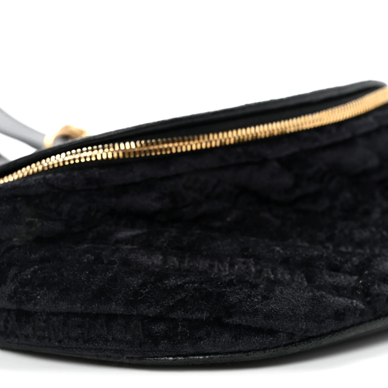 Crushed Velvet Logo Embossed XXS Souvenir Belt Bag Black