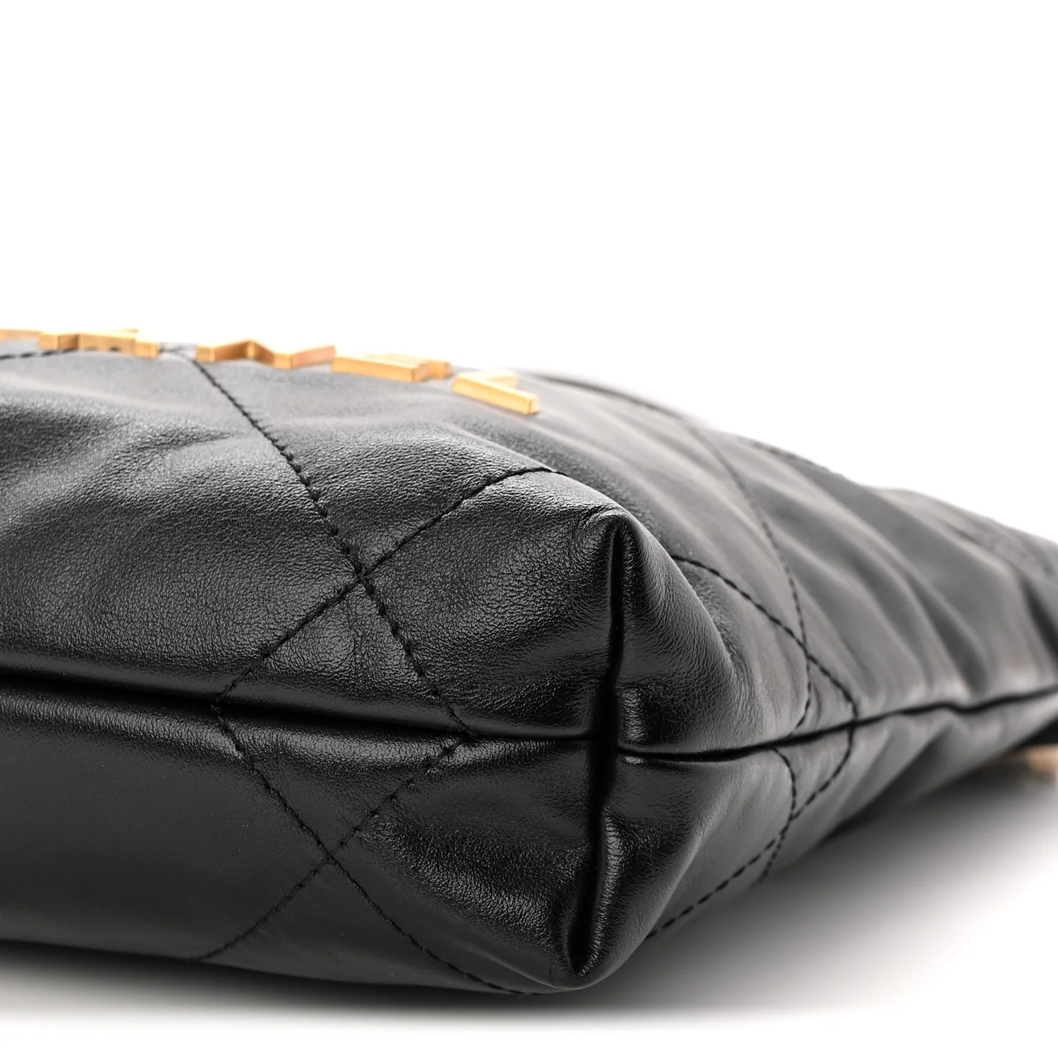 Shiny Calfskin Quilted Mini Chanel 22 Black