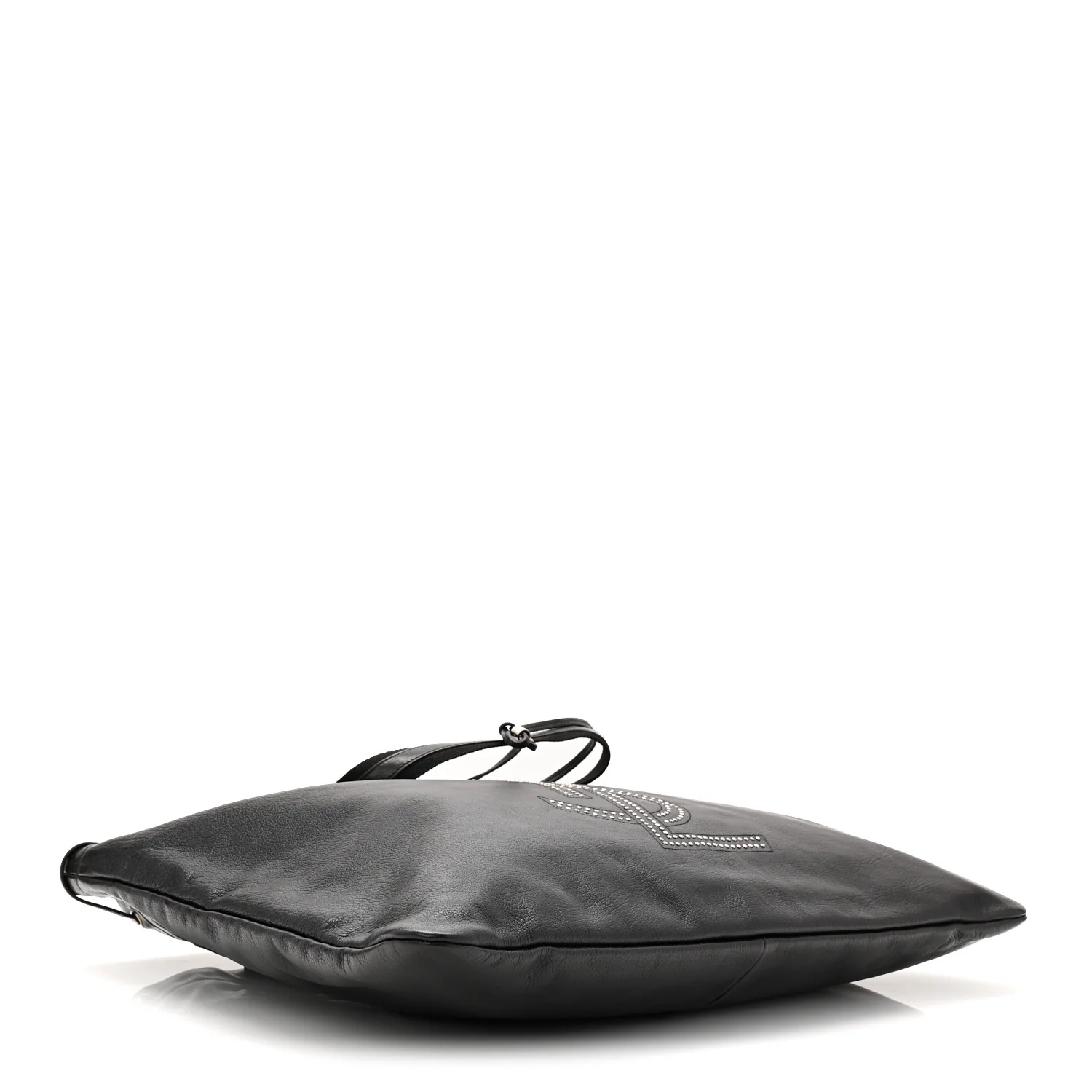 Calfskin Studded Drawstring Tote Black