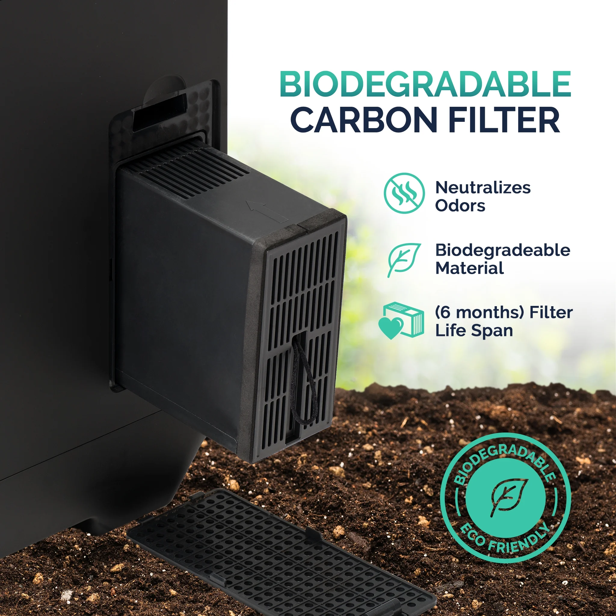 Electric 2.5L Black Countertop Composting Bin with Odor-Free Activated Carbon Filtration - Image 7
