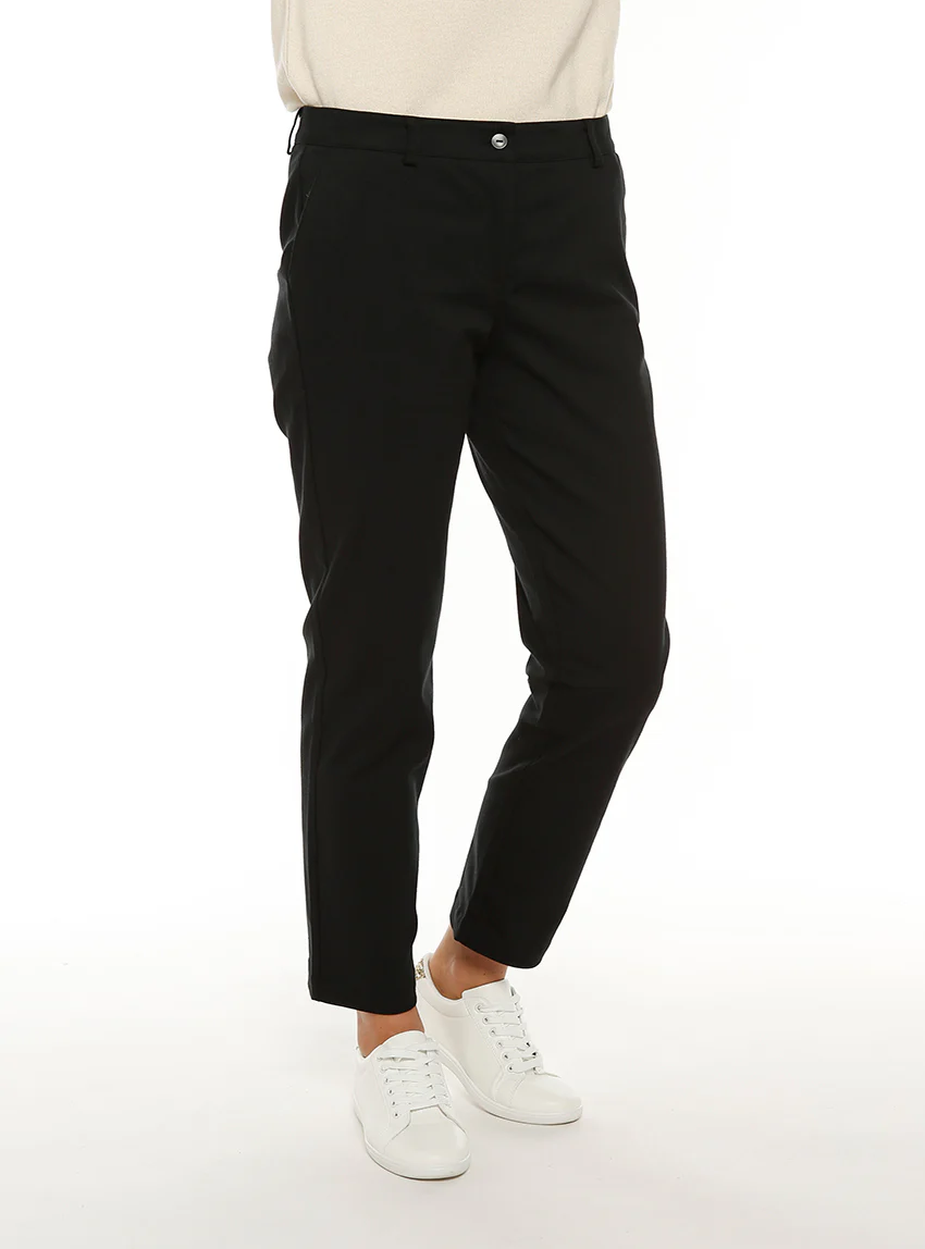Pantalon chino femme en coton noir