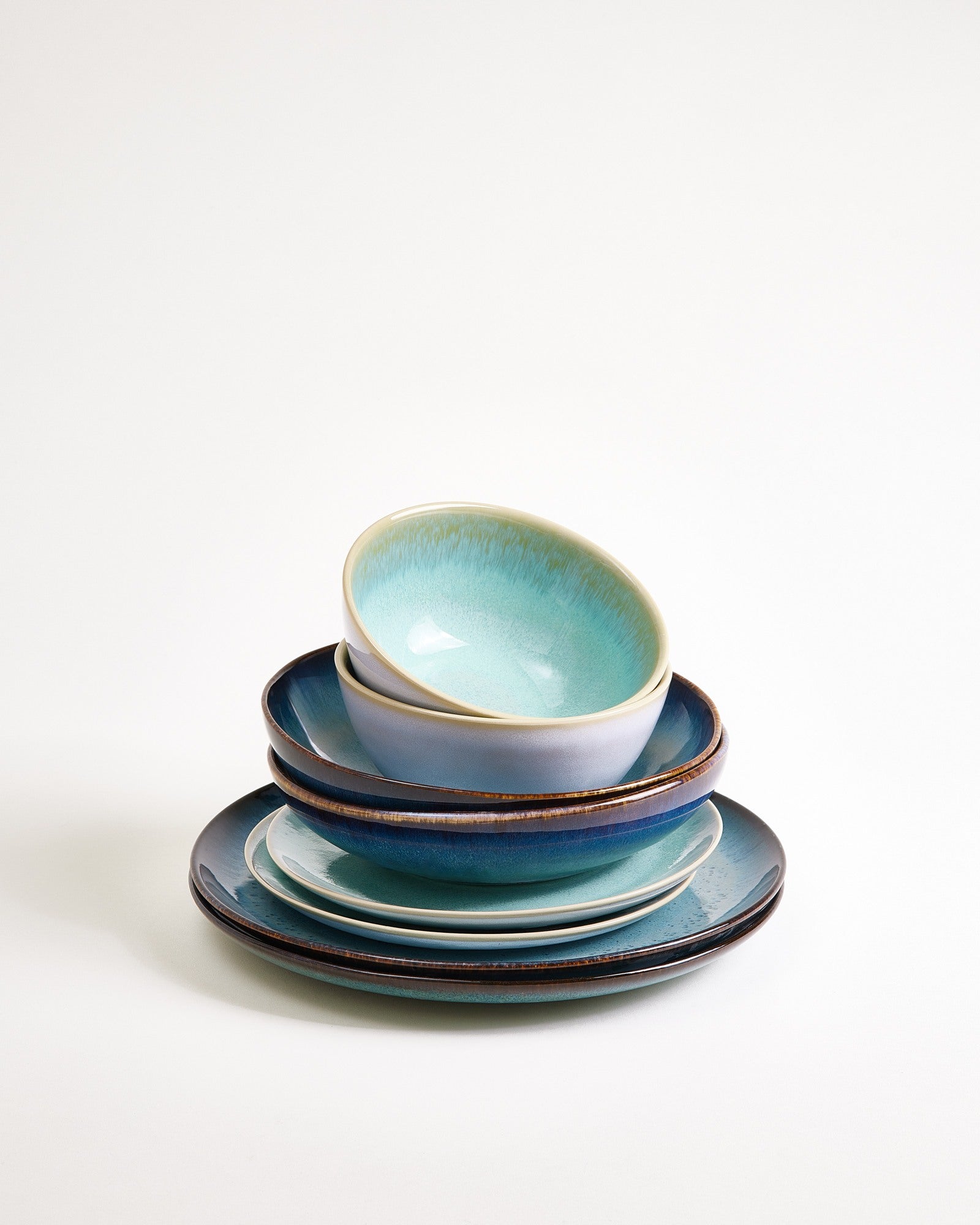 TABLEWARE SET CLASSIC OCEAN VIBES GREEN-BLUE MINT 8 PIECES