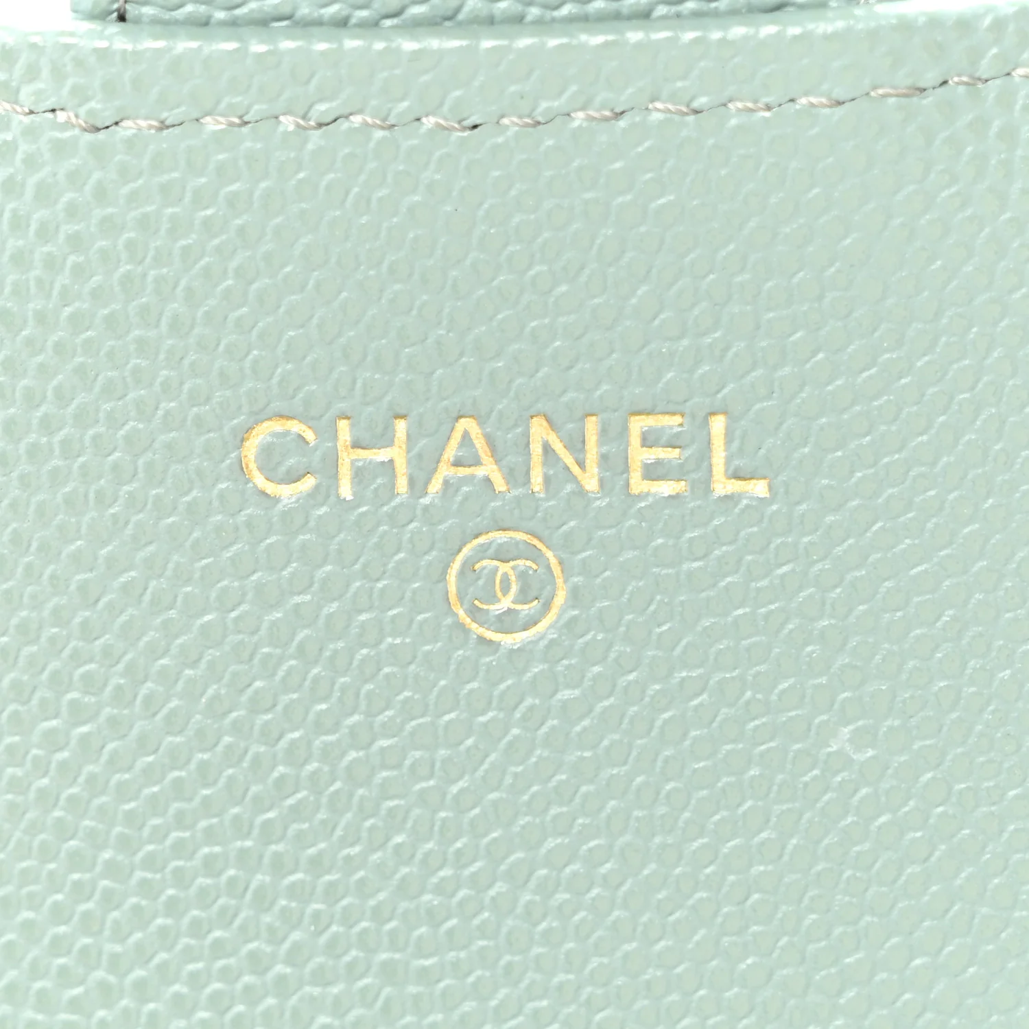 Caviar Quilted Phone Holder Wallet on Removable Chain Light Blue